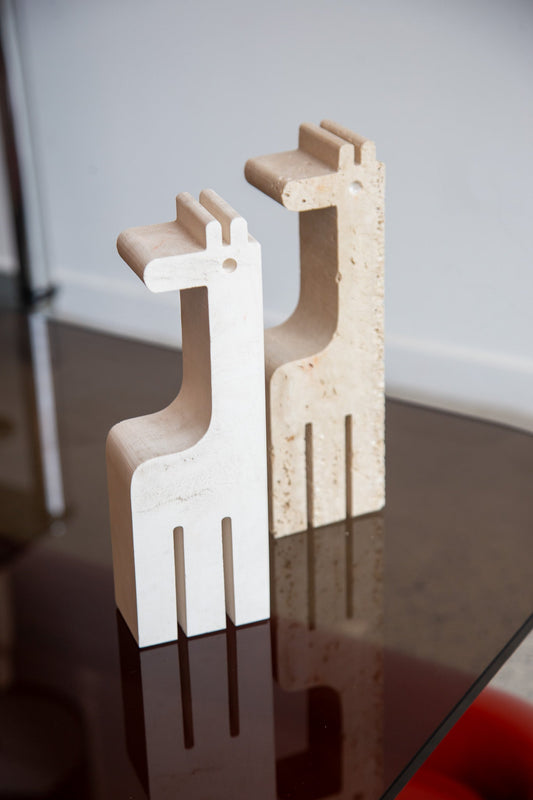 Enzo Mari giraffes made of travertine