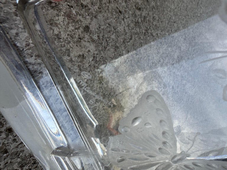 Italian Large Crystal Square Ashtray by M.Caciagli 1987