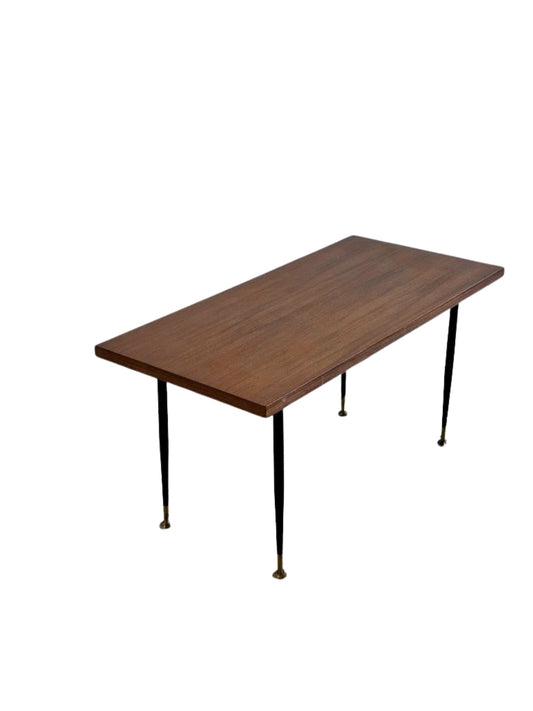 Italian 1950s Brass & Teak Timber Coffee or Side Table