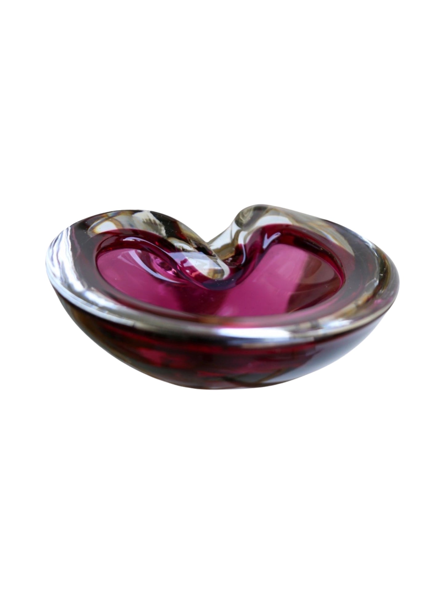 Italian Murano Sommerso Glass Dark Purple Round Ashtray