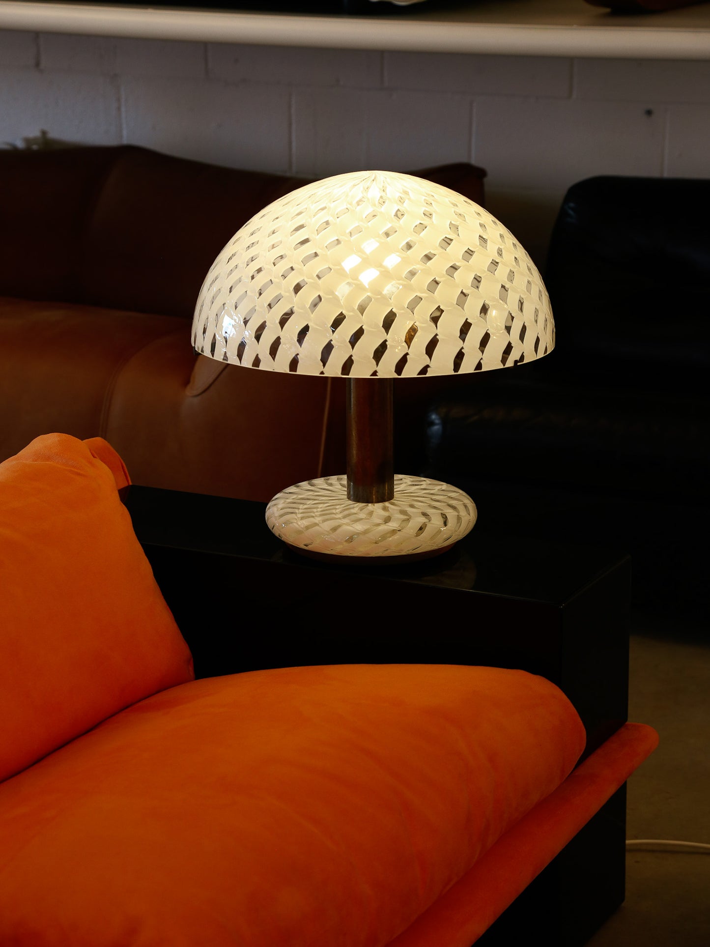 Table Lamp By AV Mazzega in Murano Glass and Brass