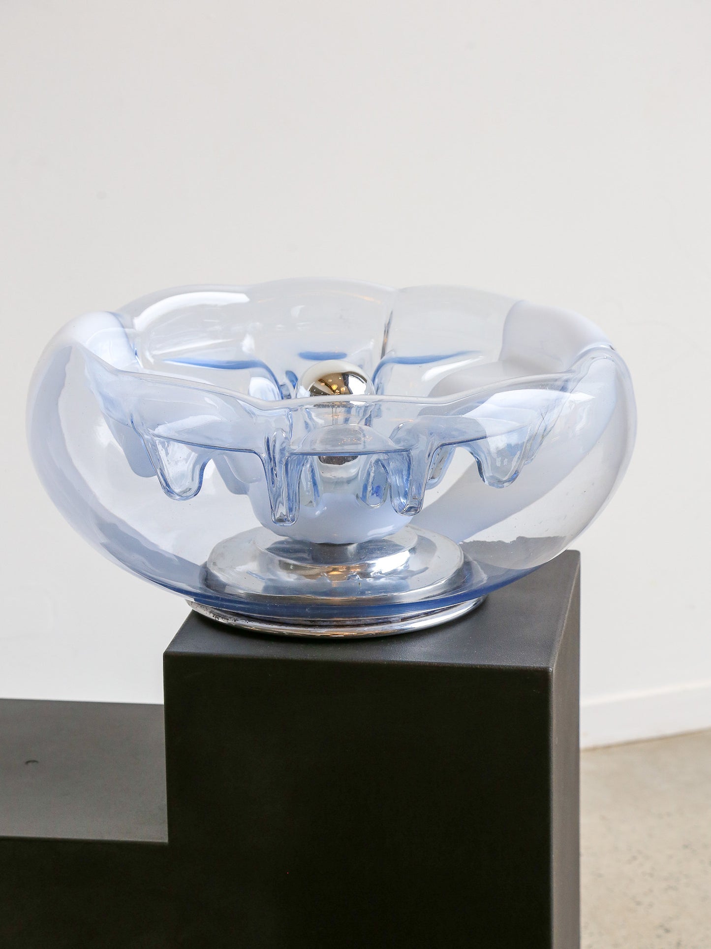 Tony Zuccheri Chrome and Murano Glass Table Lamp, 1960s