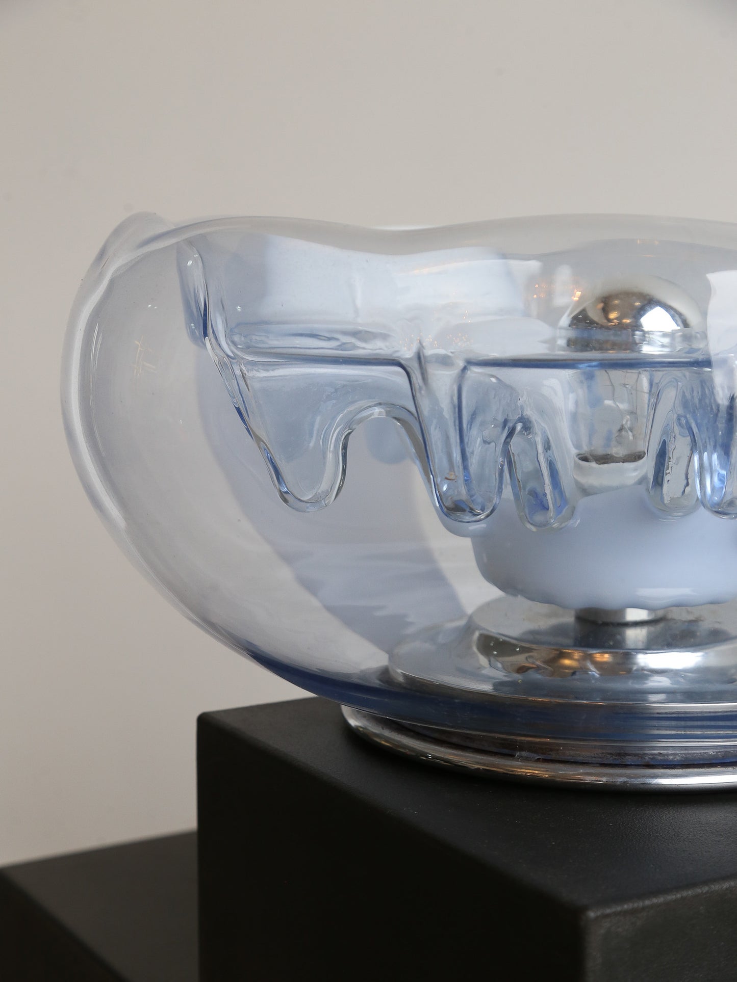 Tony Zuccheri Chrome and Murano Glass Table Lamp, 1960s