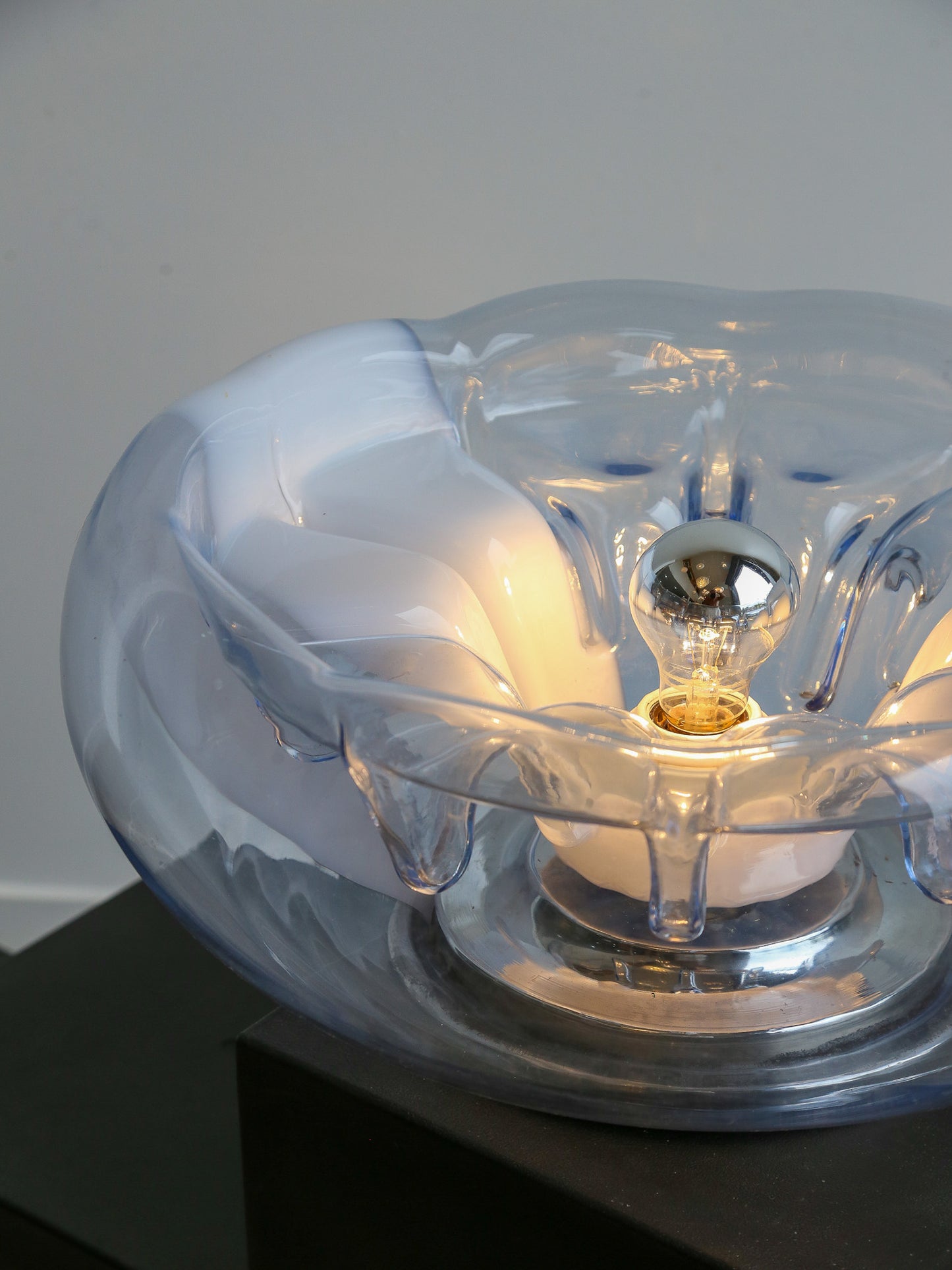 Tony Zuccheri Chrome and Murano Glass Table Lamp, 1960s