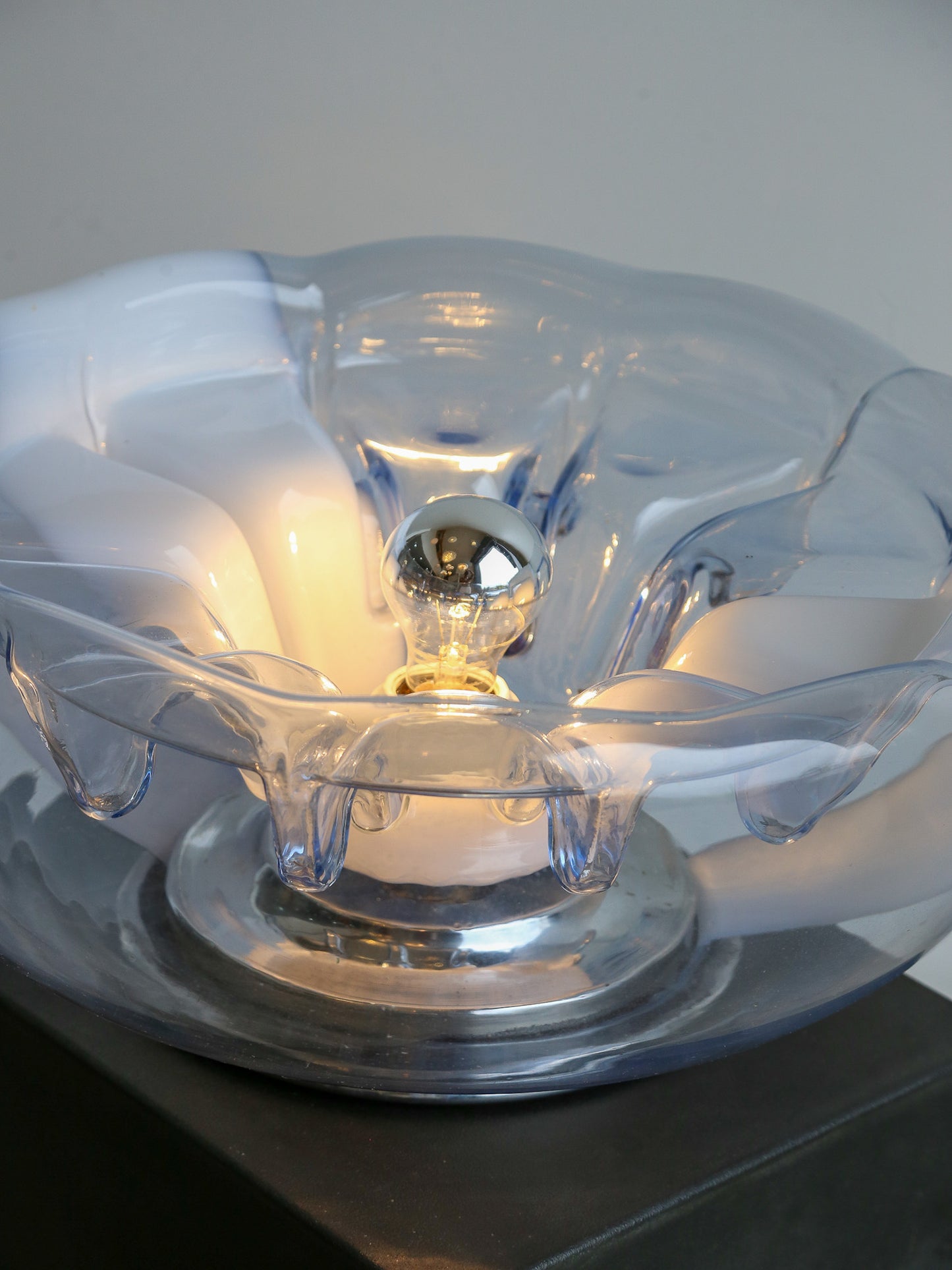Tony Zuccheri Chrome and Murano Glass Table Lamp, 1960s