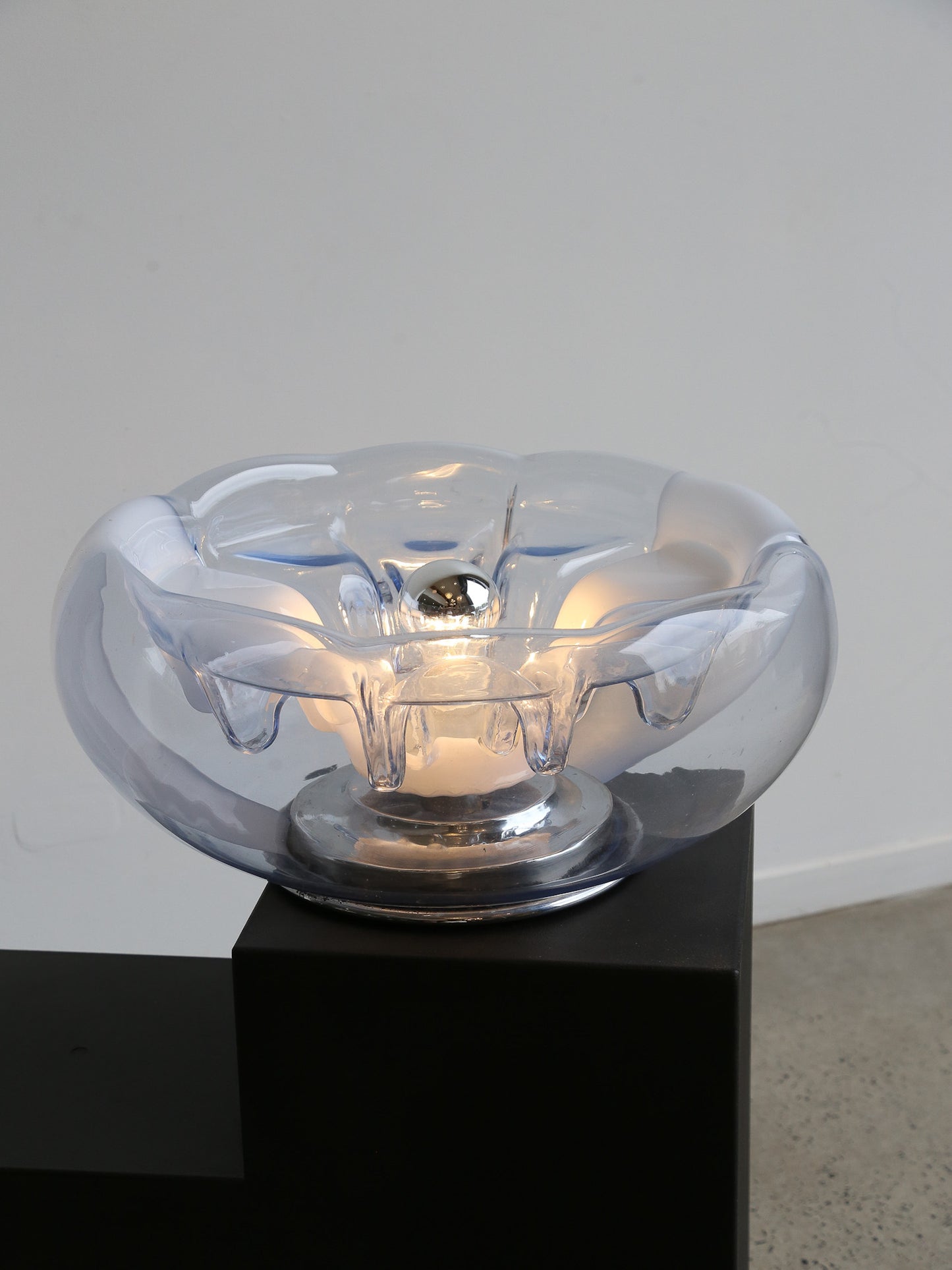 Tony Zuccheri Chrome and Murano Glass Table Lamp, 1960s