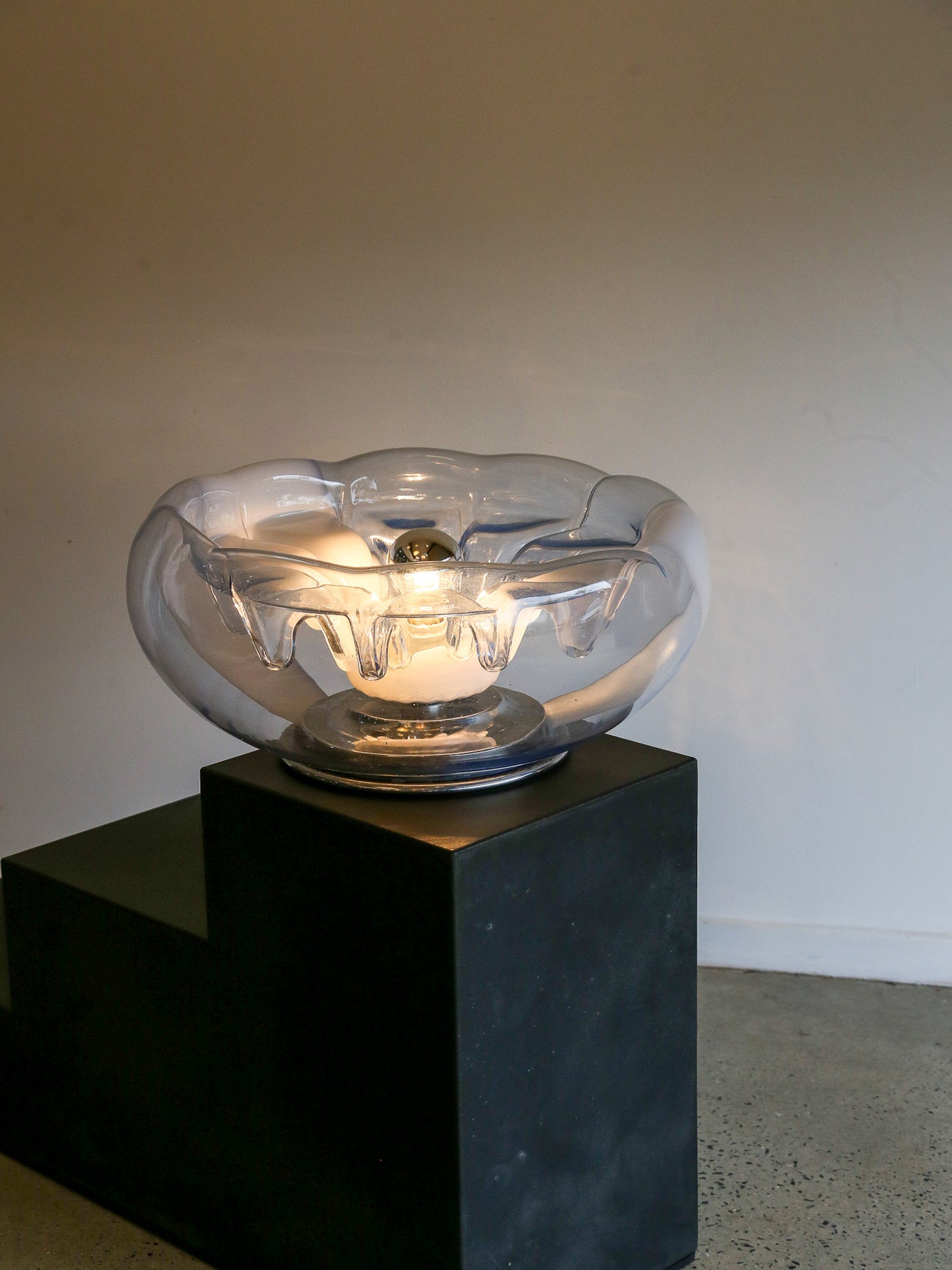 Tony Zuccheri Chrome and Murano Glass Table Lamp, 1960s