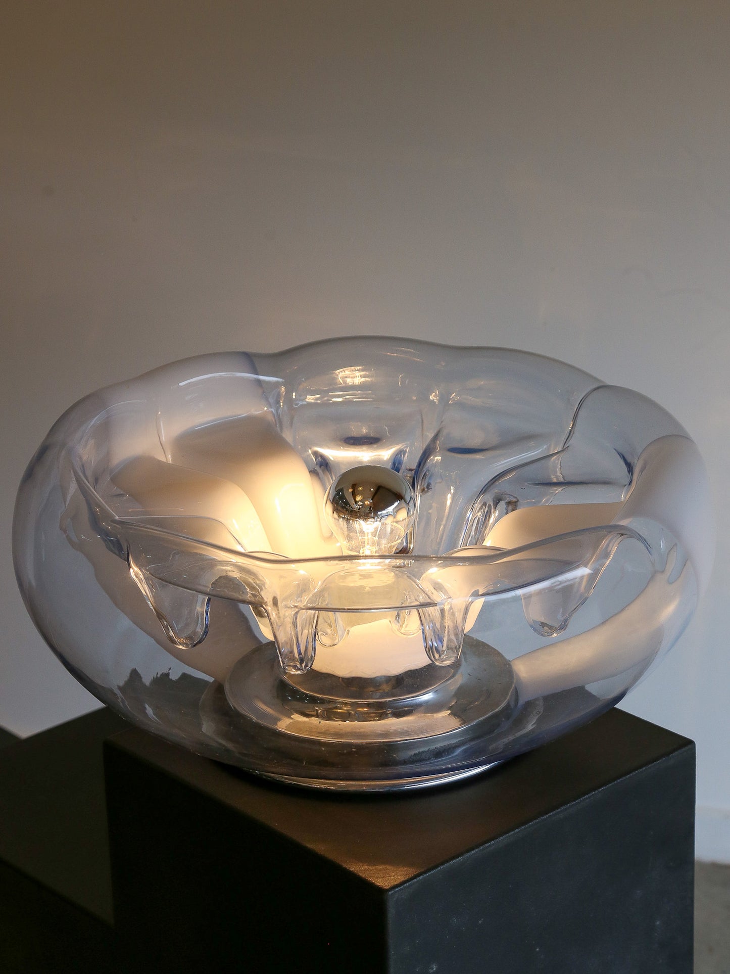 Tony Zuccheri Chrome and Murano Glass Table Lamp, 1960s