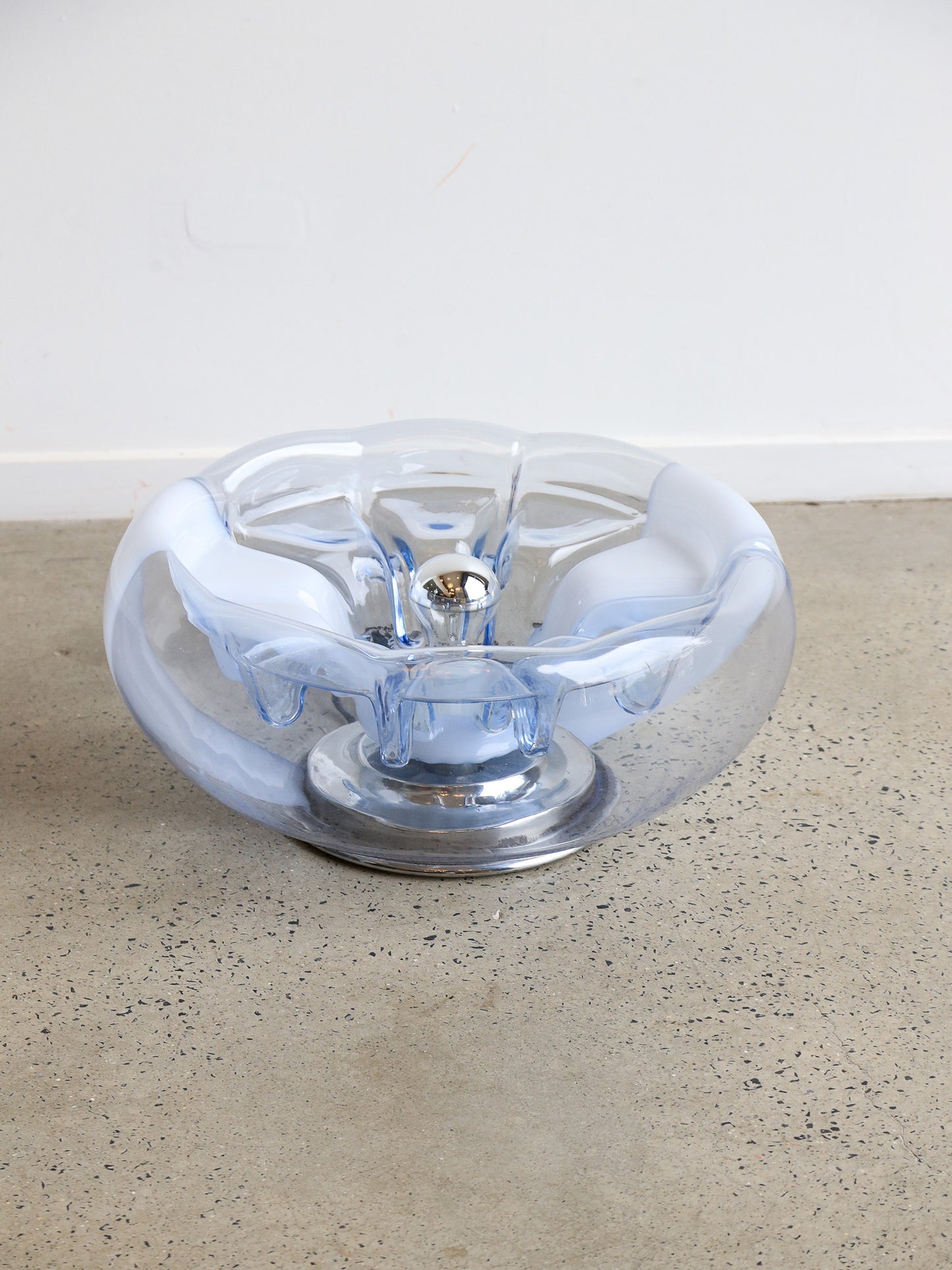 Tony Zuccheri Chrome and Murano Glass Table Lamp, 1960s