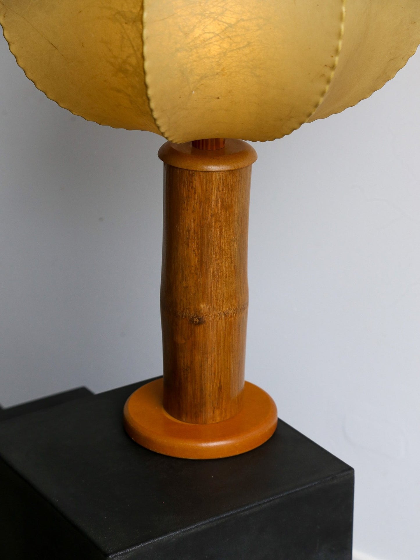 Cocoon Table Lamp with Bamboo & Timber Base - Lumini Collections