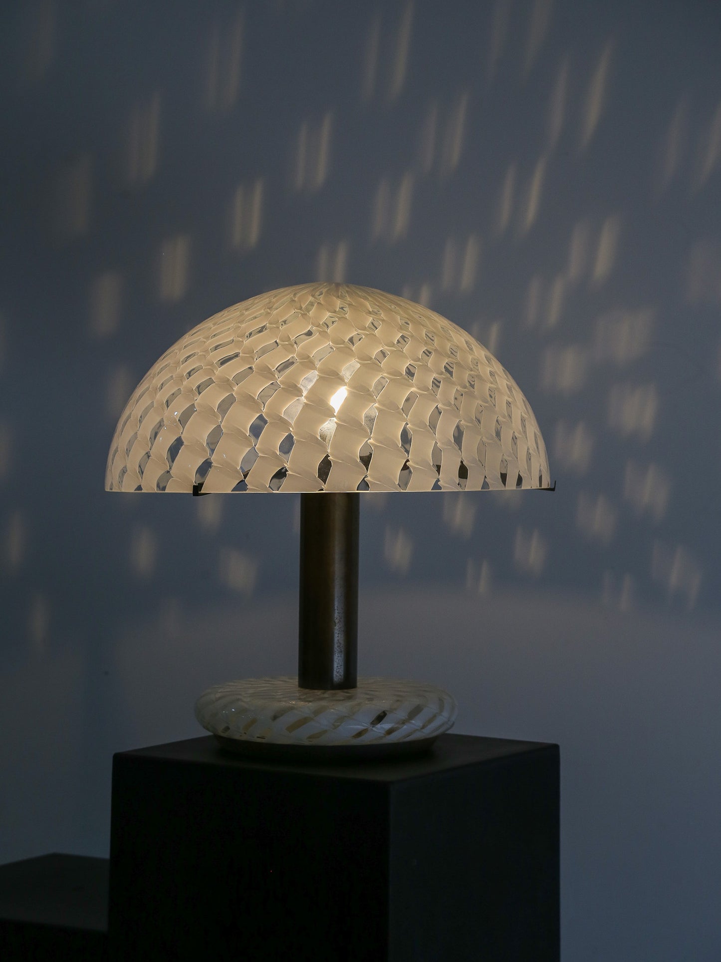 Table Lamp By AV Mazzega in Murano Glass and Brass