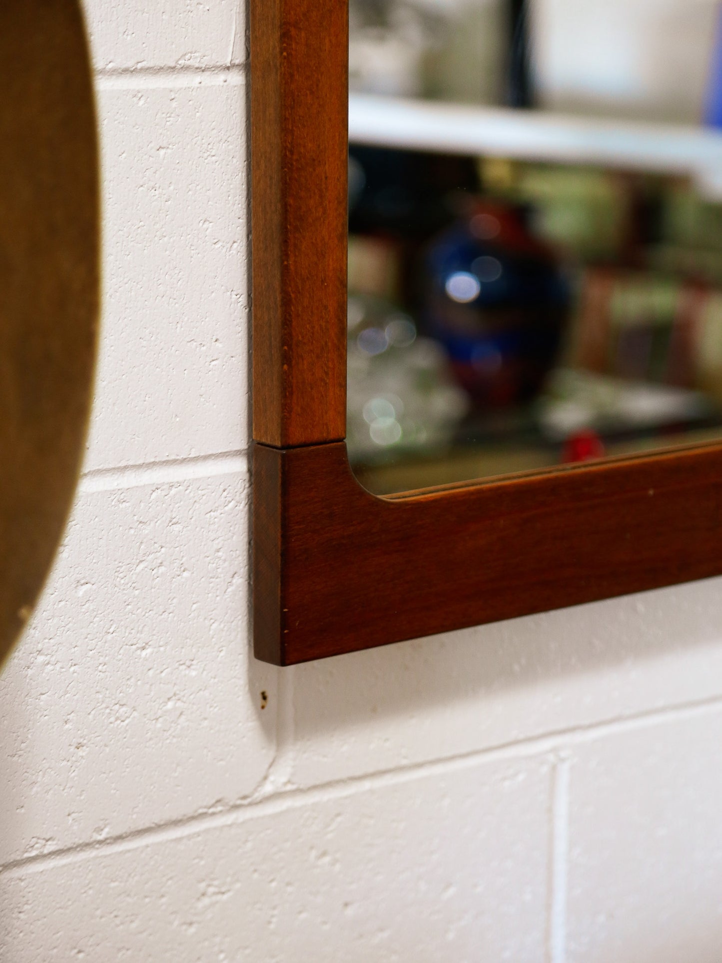 Italian Teak Mirror, 1960s – Mid-Century Rectangular Wall Mirror with Rounded Corners