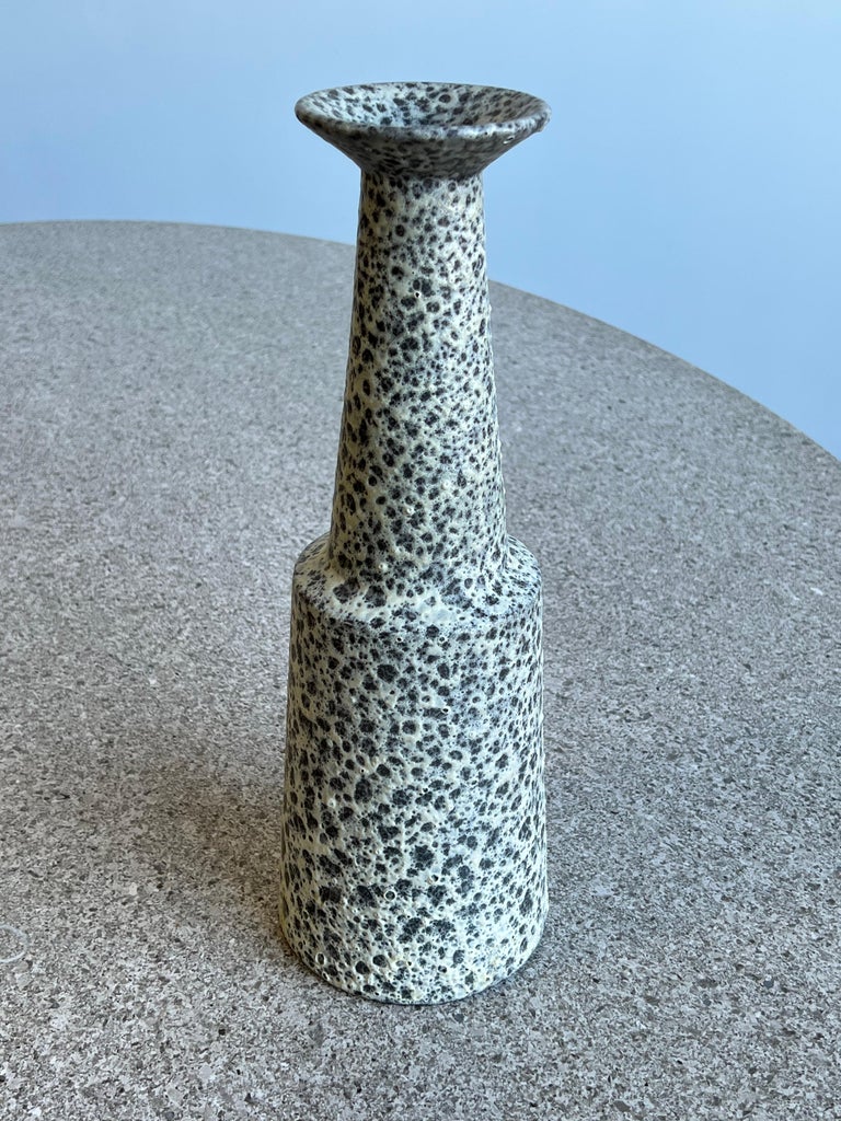 Italian Bitossi Ceramic Vase with White Lava Work