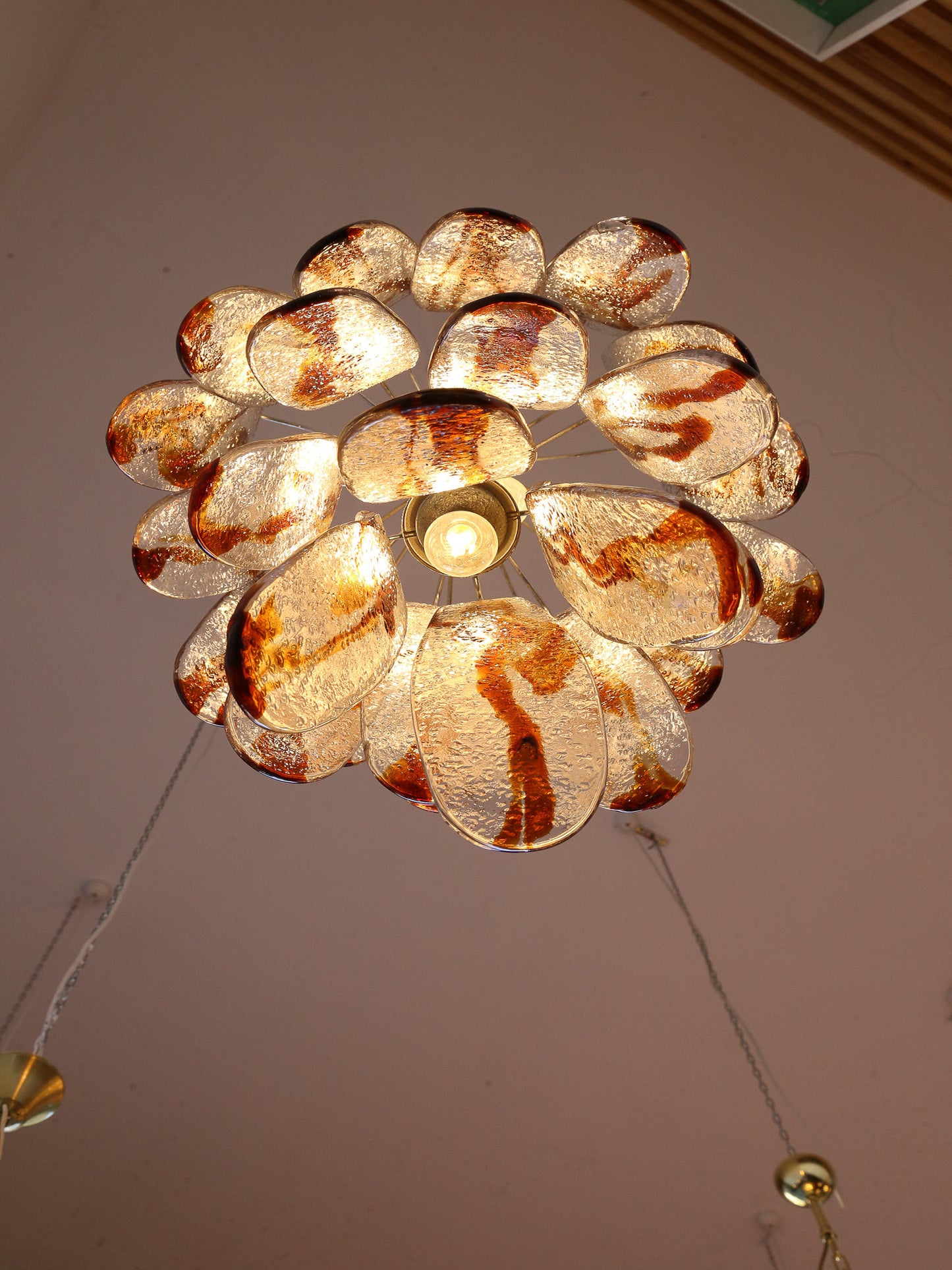 Amber Murano Glass Pendant Light by AV Mazzega, 1970s