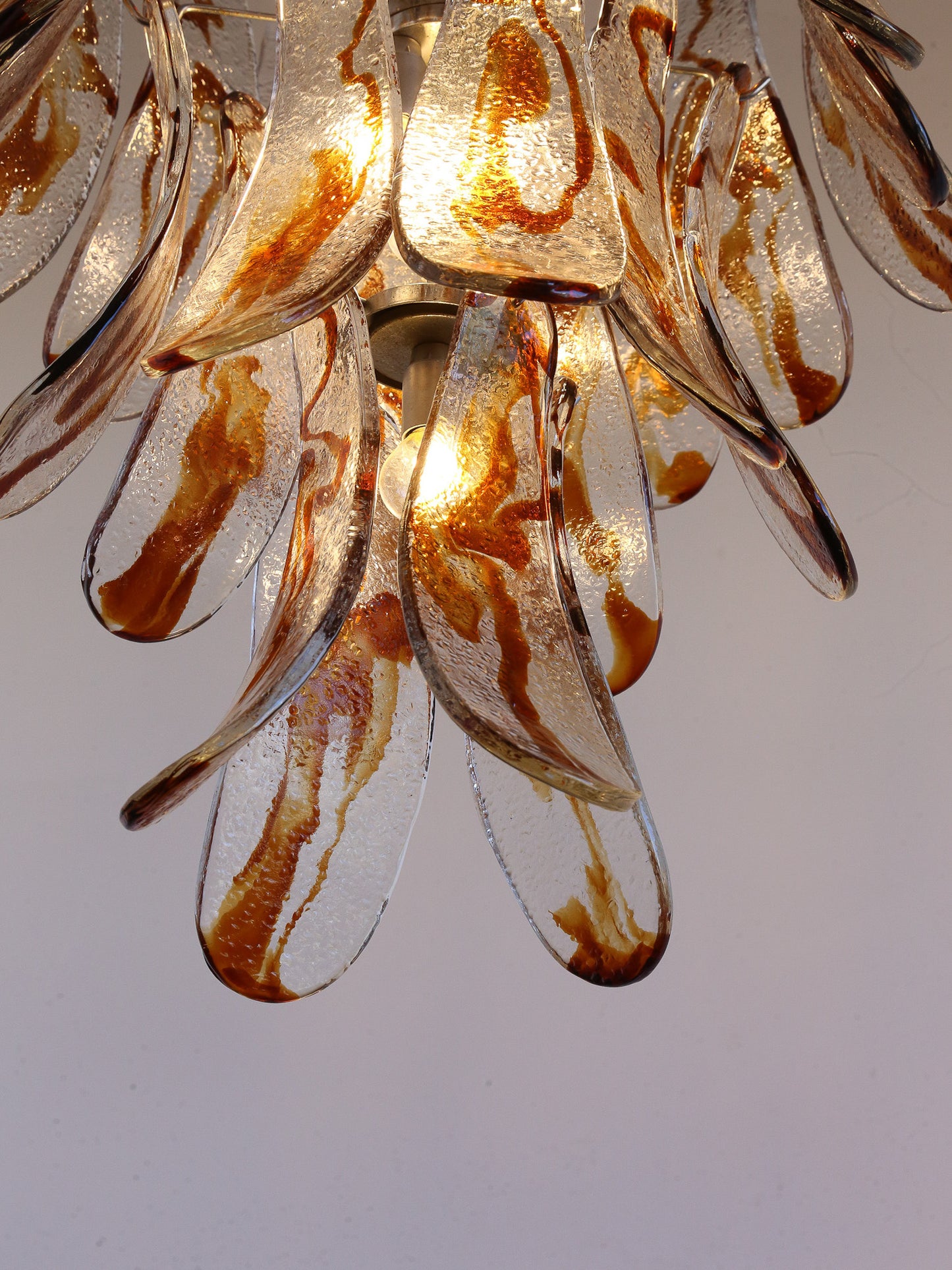 Amber Murano Glass Pendant Light by AV Mazzega, 1970s