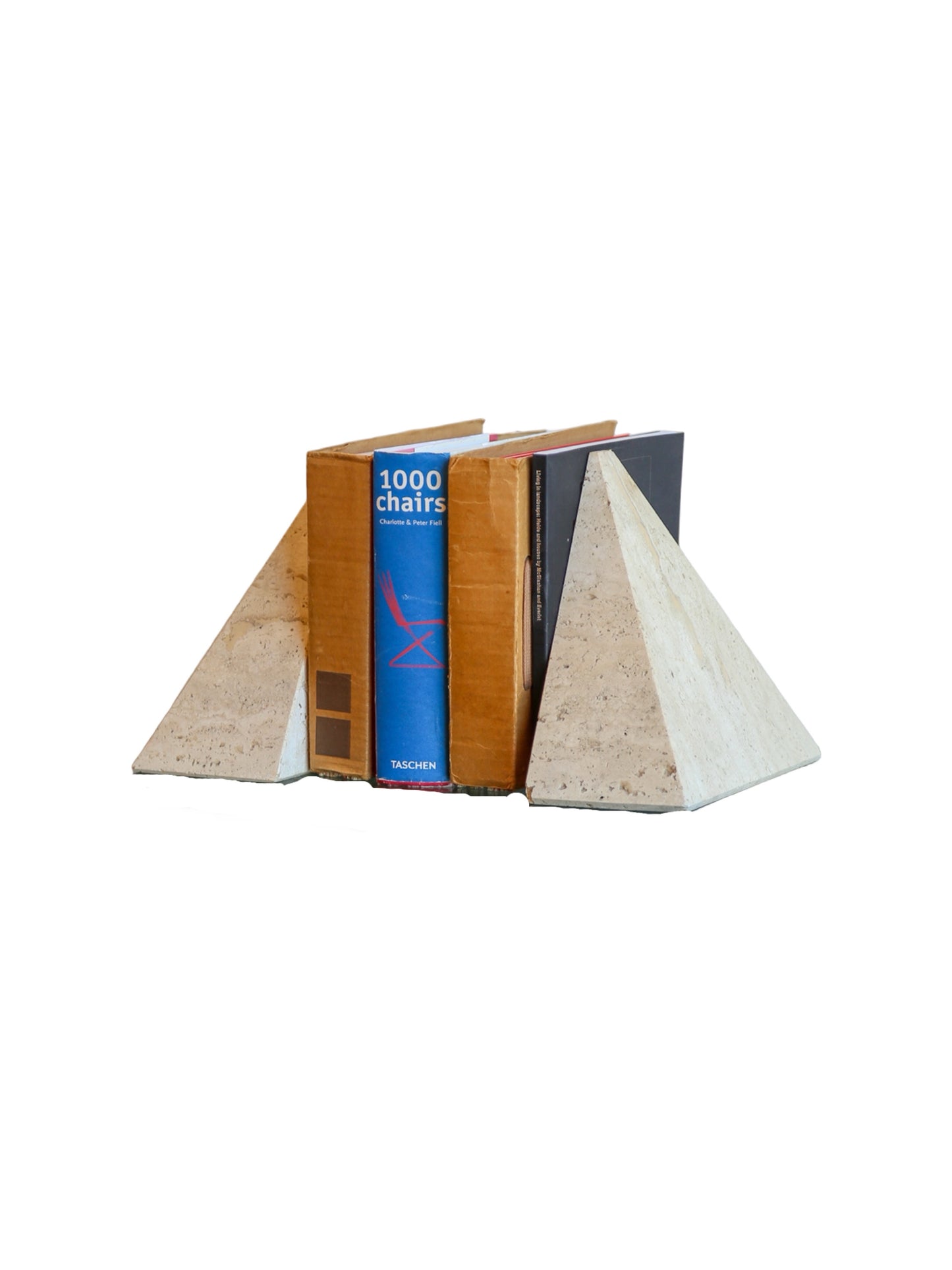 Travertine Pyramid Bookends