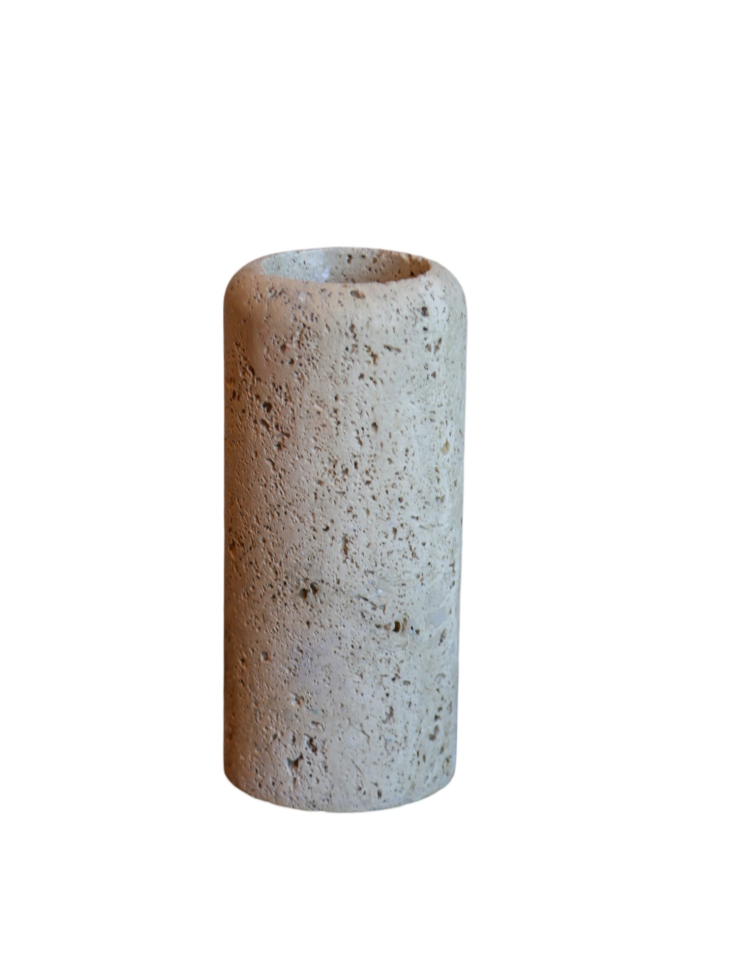 Large Travertine Cylinder Vassel by Raymor