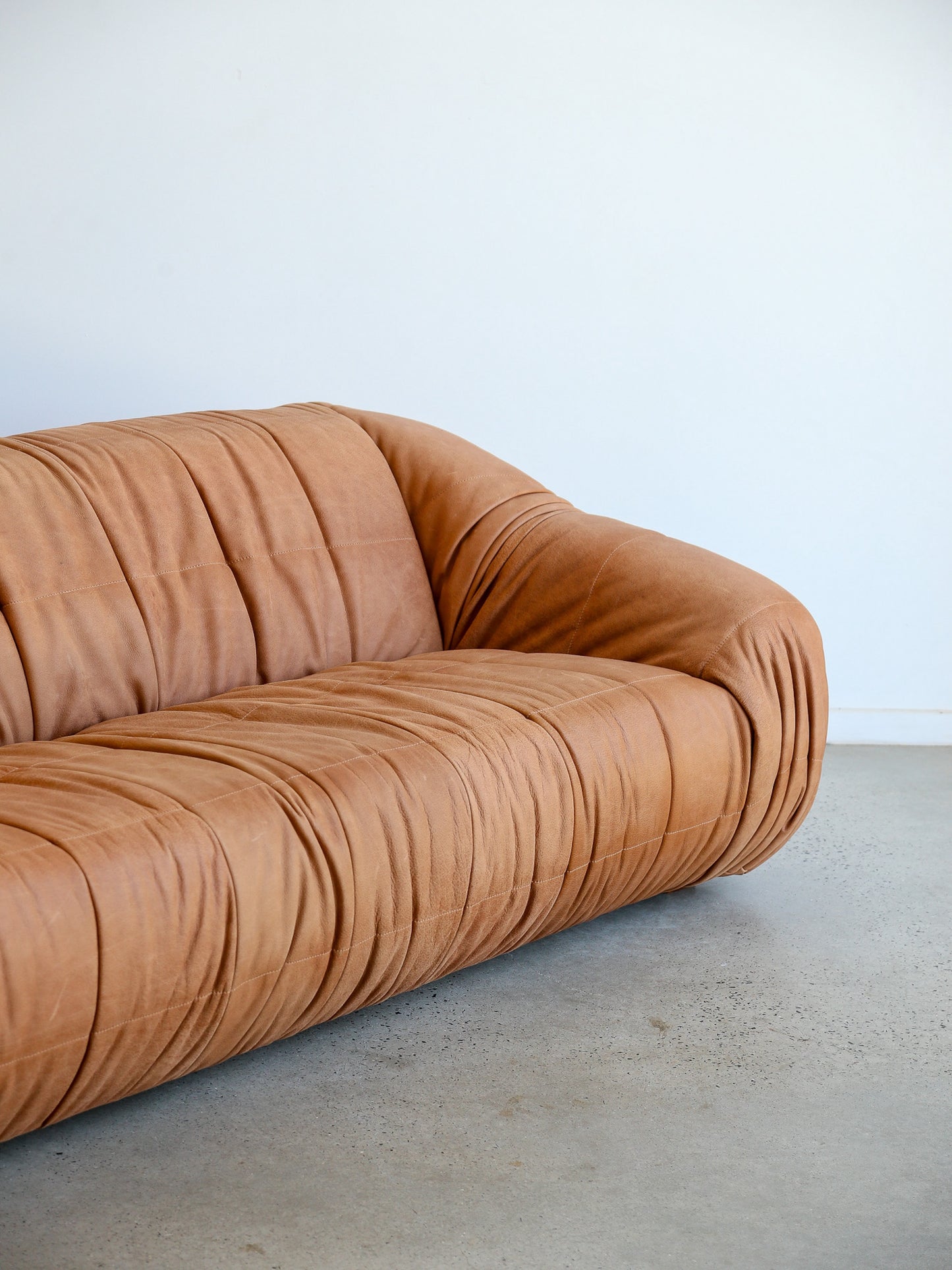 Piumino Sofa in Cognac Leather by De Pas, D’Urbino & Lomazzi for Dell’Oca, 1970s (Italy)