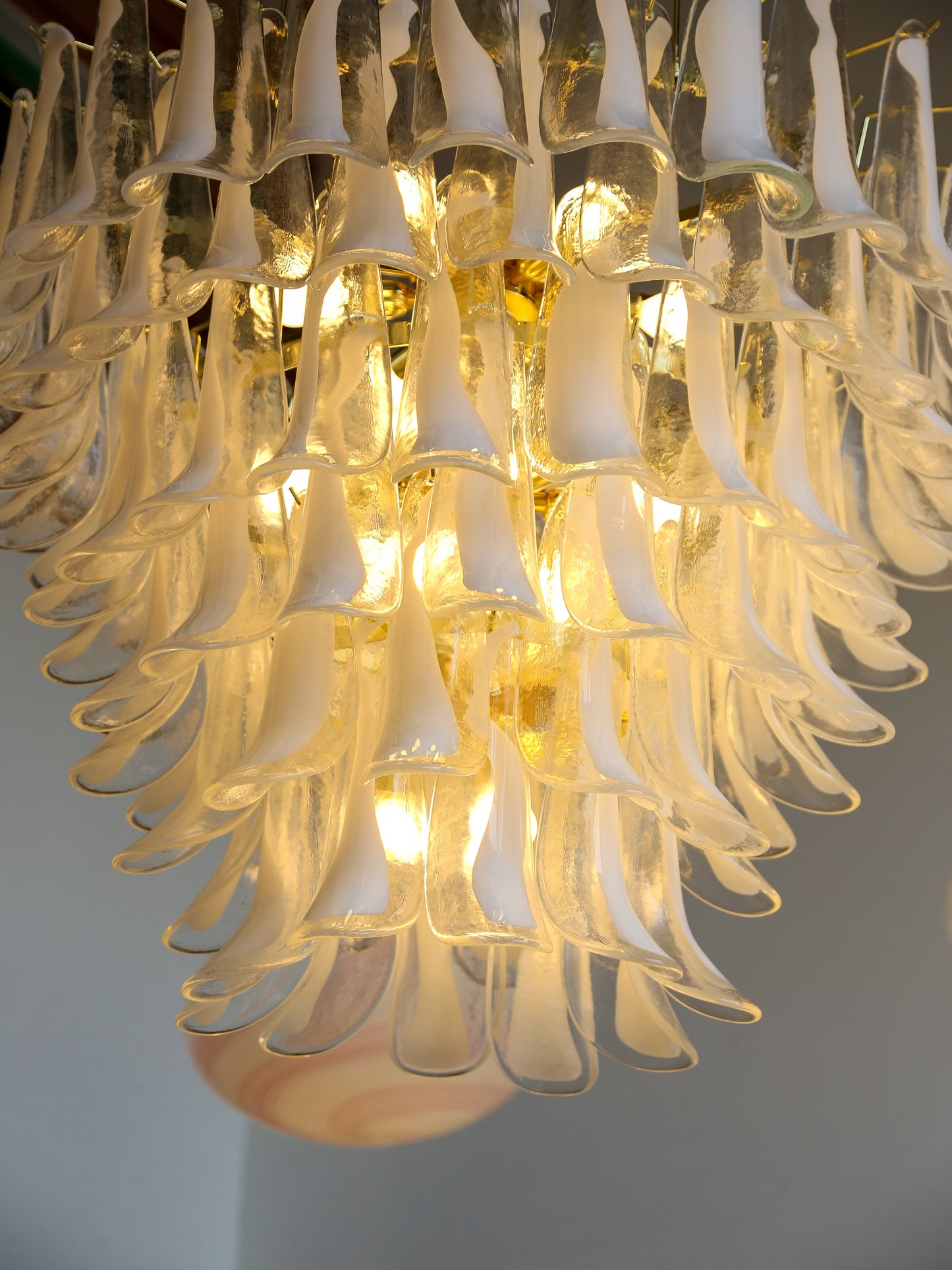 Italian White Murano Glass Chandelier by Lumini Collections