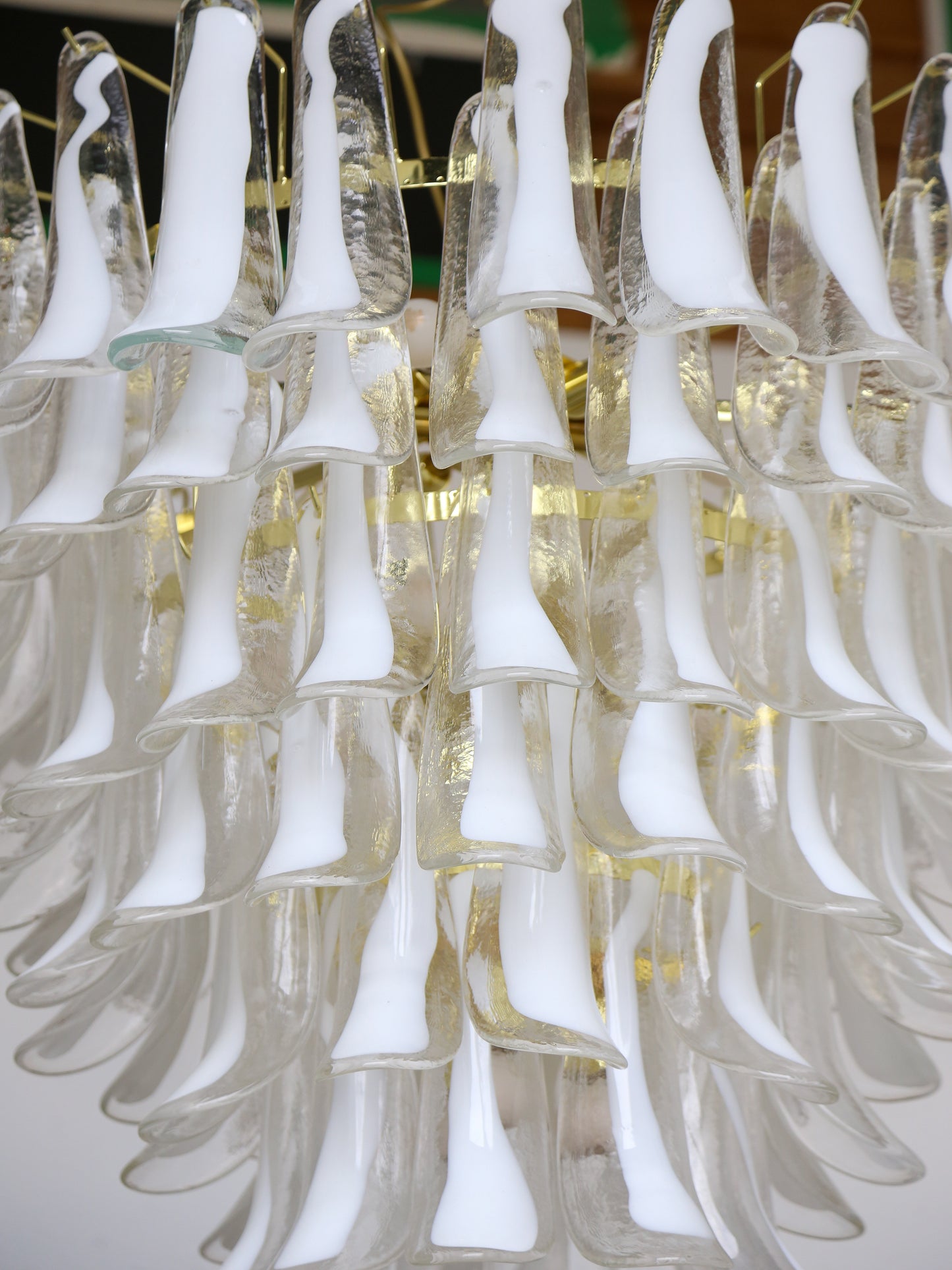 Italian White Murano Glass Chandelier by Lumini Collections