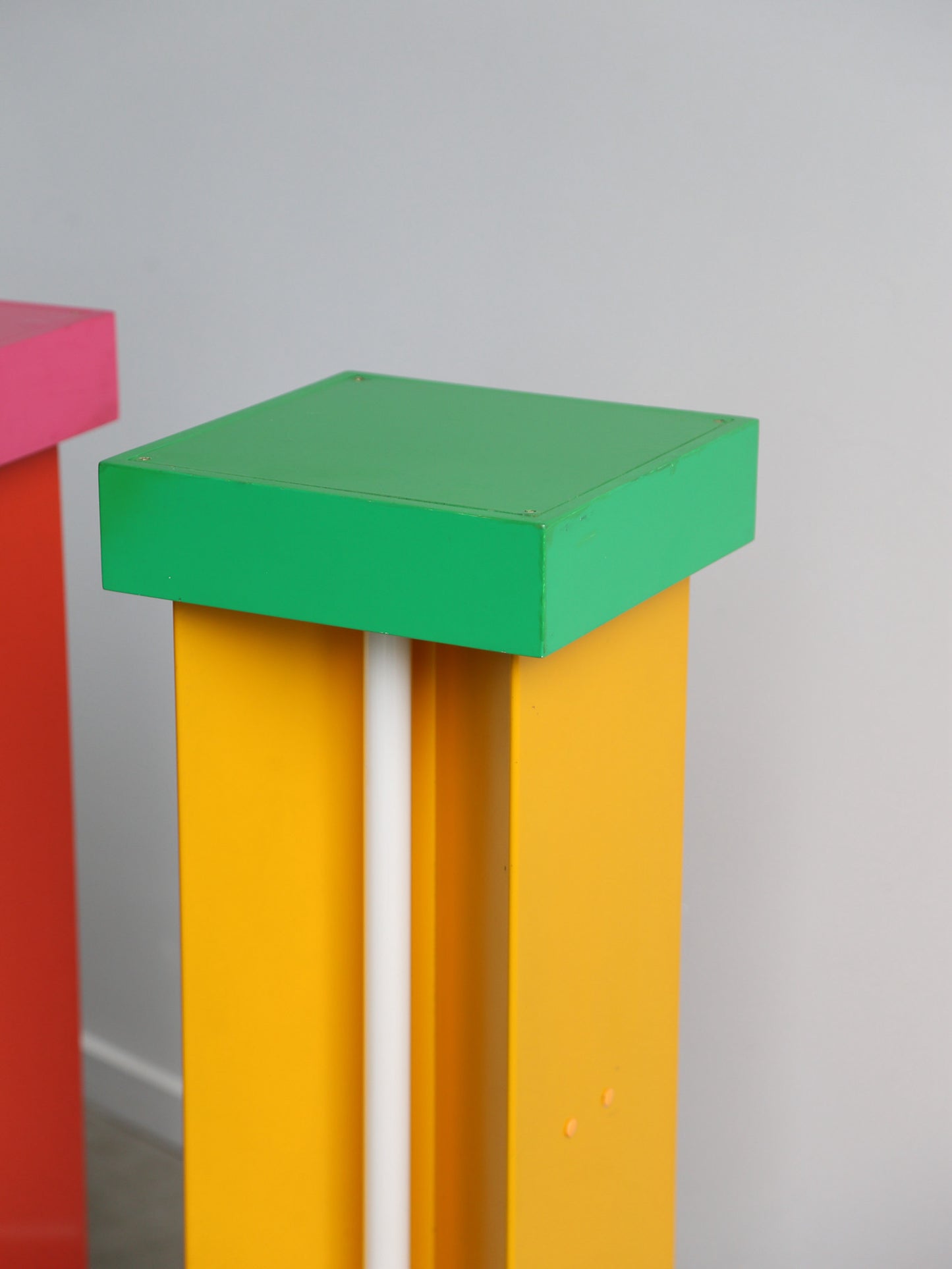 Ettore Sottsass custom floor lamp pedestals for Brionvega shop, Milan
