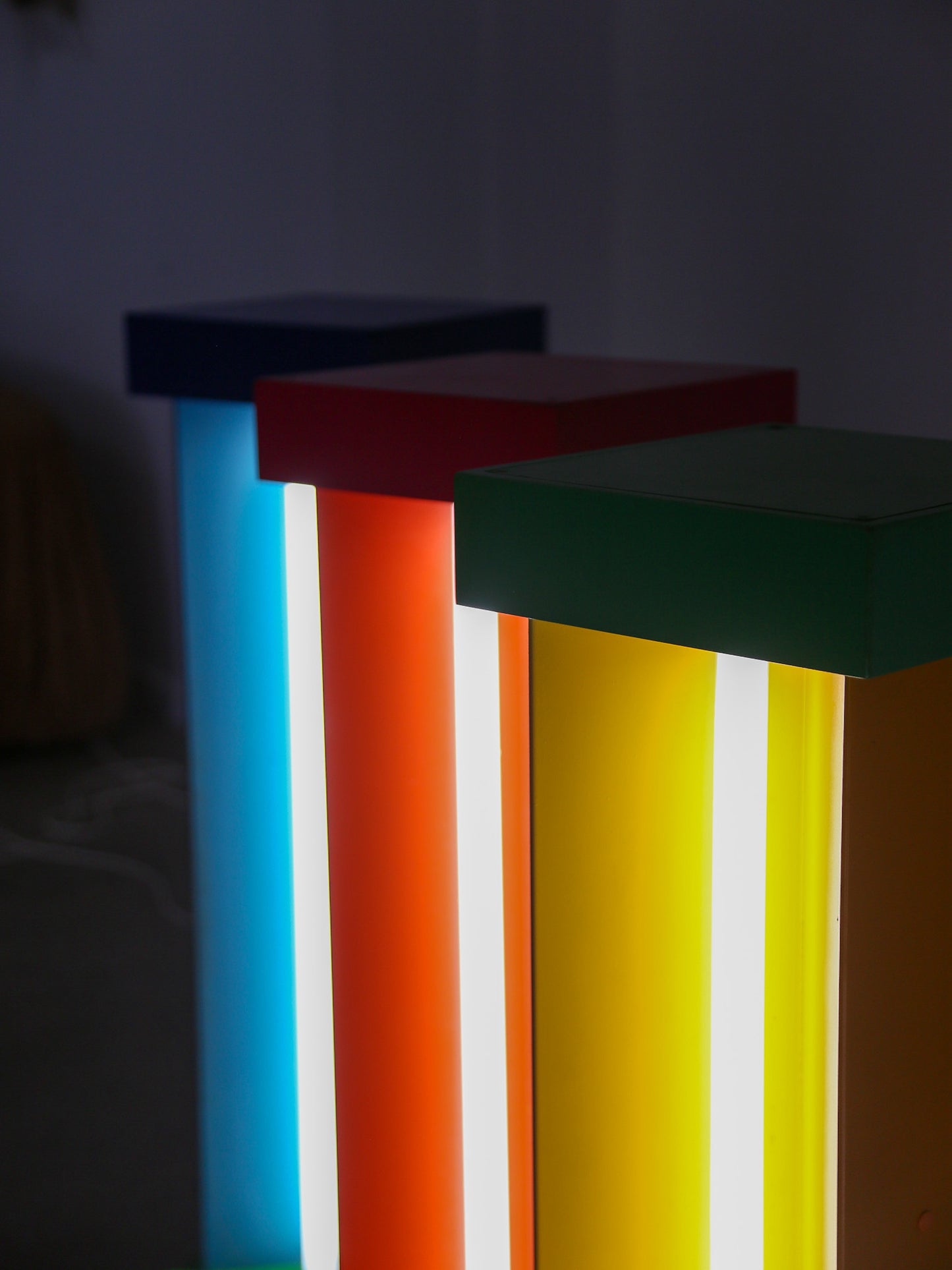 Ettore Sottsass custom floor lamp pedestals for Brionvega shop, Milan