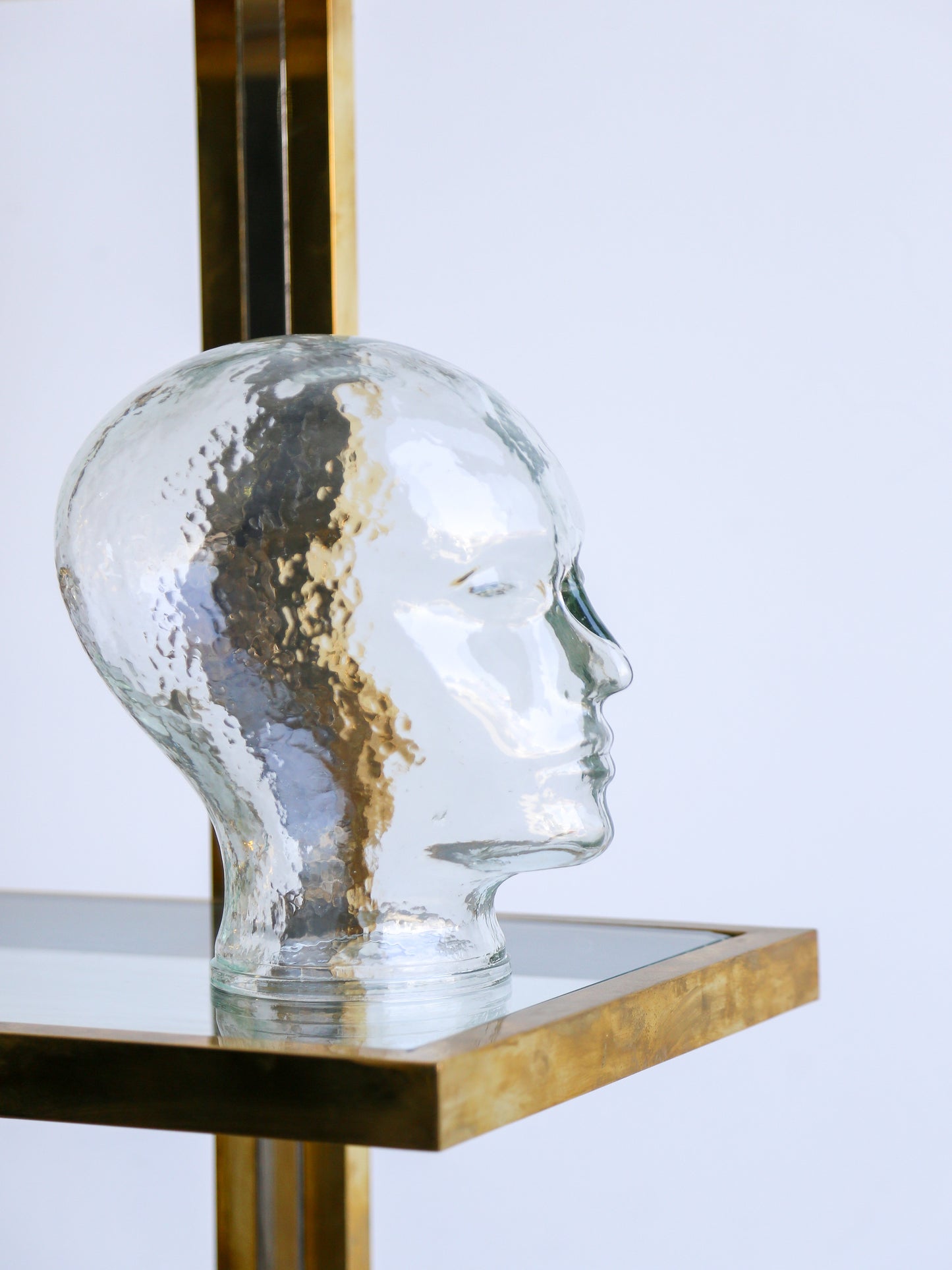 Italian Mid Century Modern Crystal Glass Head Sculpture by Piero Fornasetti 1960s