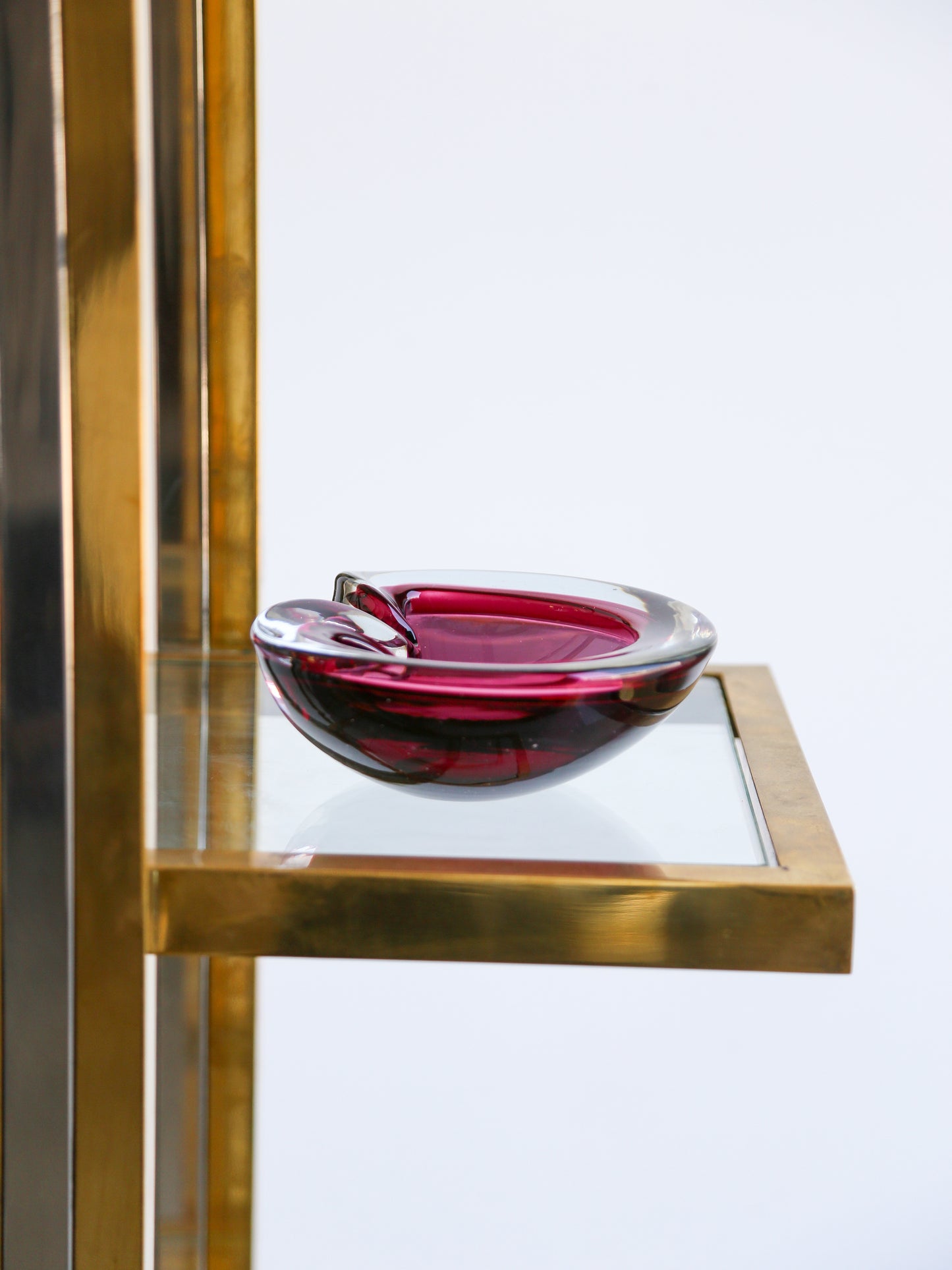 Italian Murano Sommerso Glass Dark Purple Round Ashtray