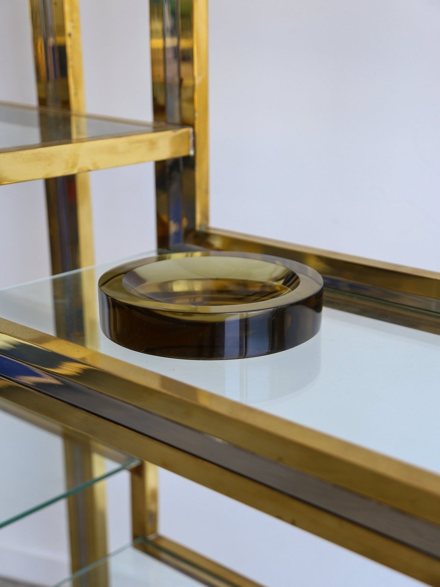 Italian Round Murano Sommerso Smoked Glass Ashtray by V. Nason & Carlo for Mazzega - Lumini Collections