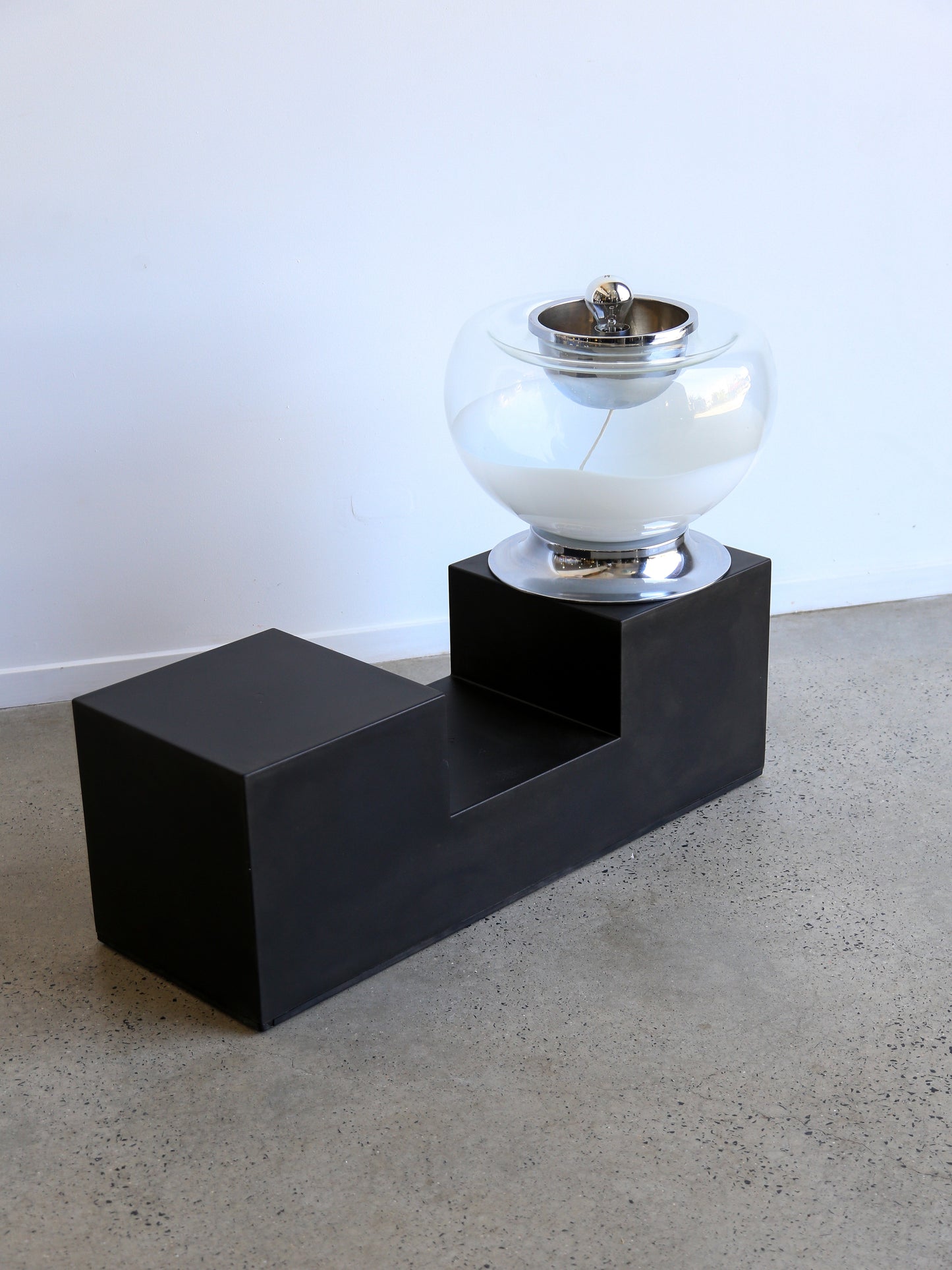 Toni Zuccheri Chrome & White Murano Glass Table Lamp