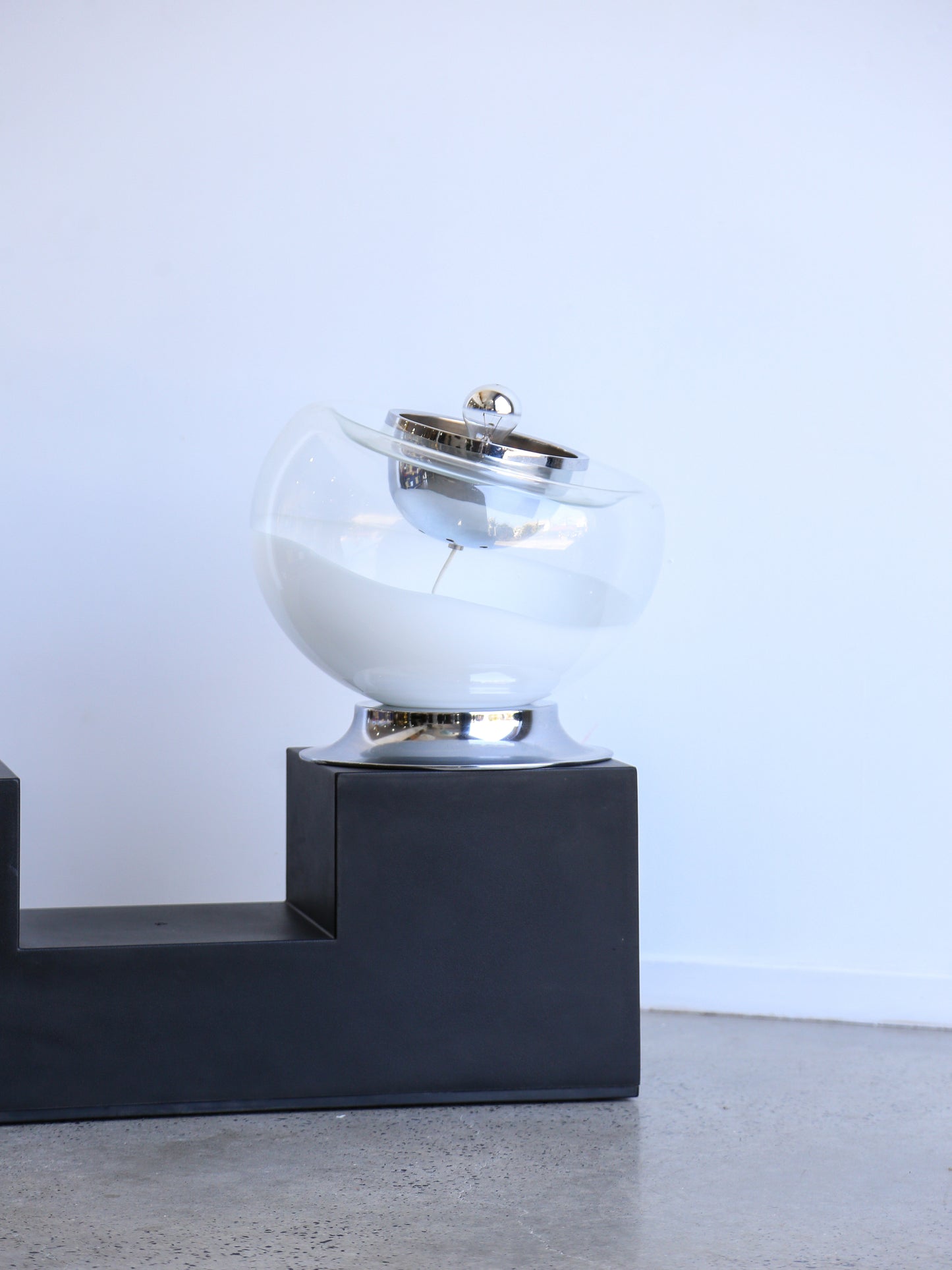 Toni Zuccheri Chrome & White Murano Glass Table Lamp