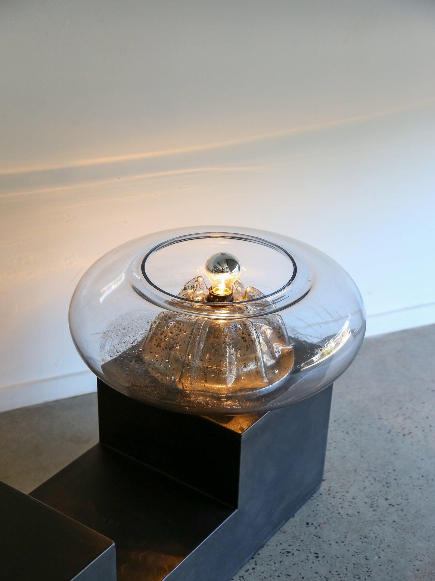 Tony Zuccheri Chrome and Murano Glass Table Lamp, 1960s