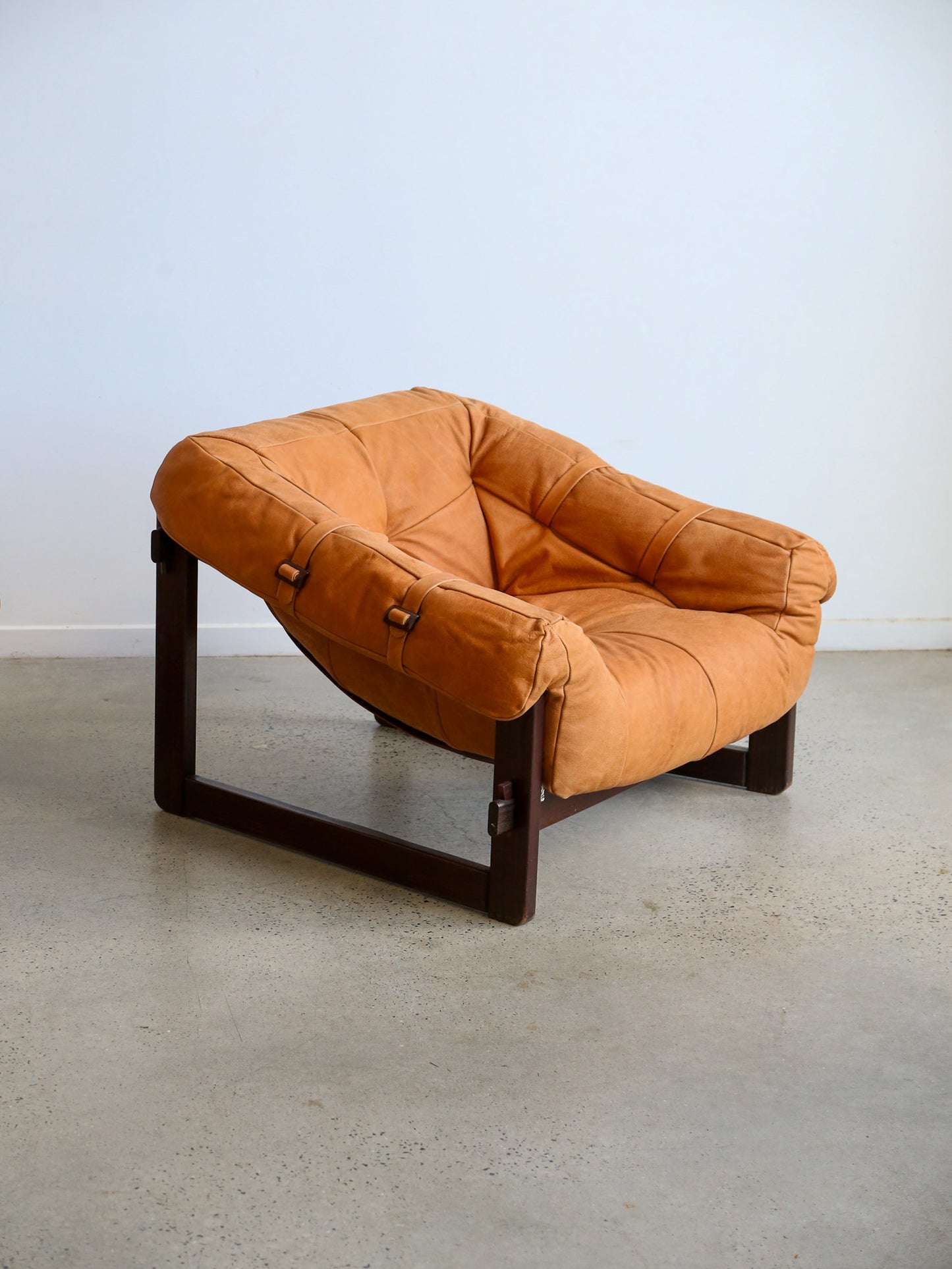 Mp-91 Armchairs by Percival Lafer in Wood and Leather