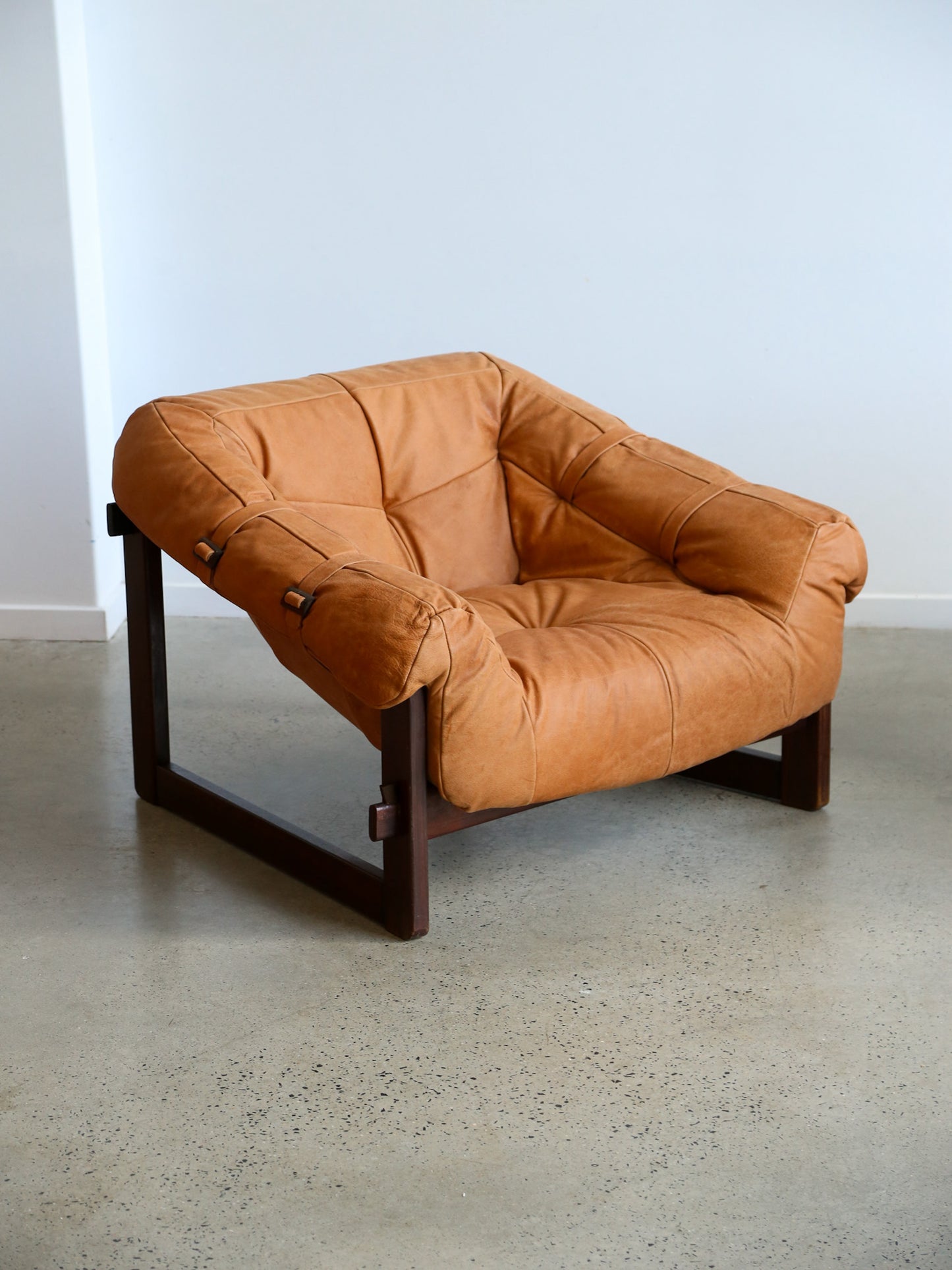 Mp-91 Armchairs by Percival Lafer in Wood and Leather