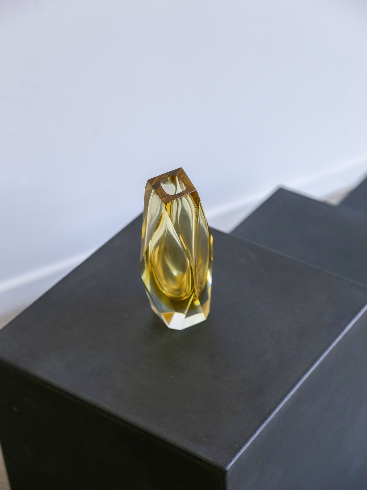 Italian Sommerso Murano Glass Yellow Vase