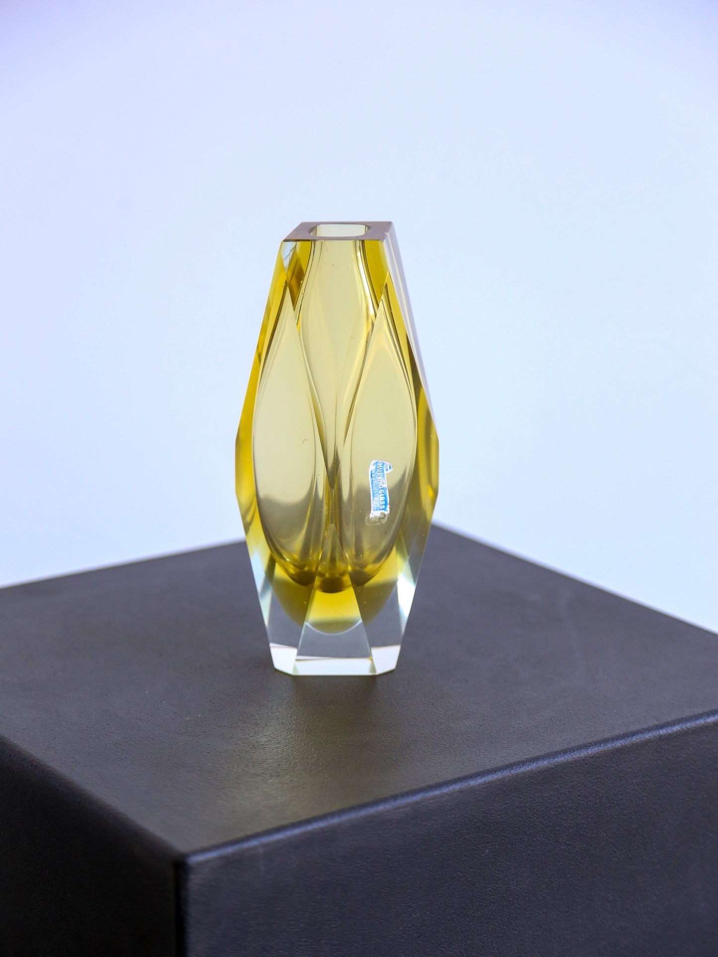 Italian Sommerso Murano Glass Yellow Vase