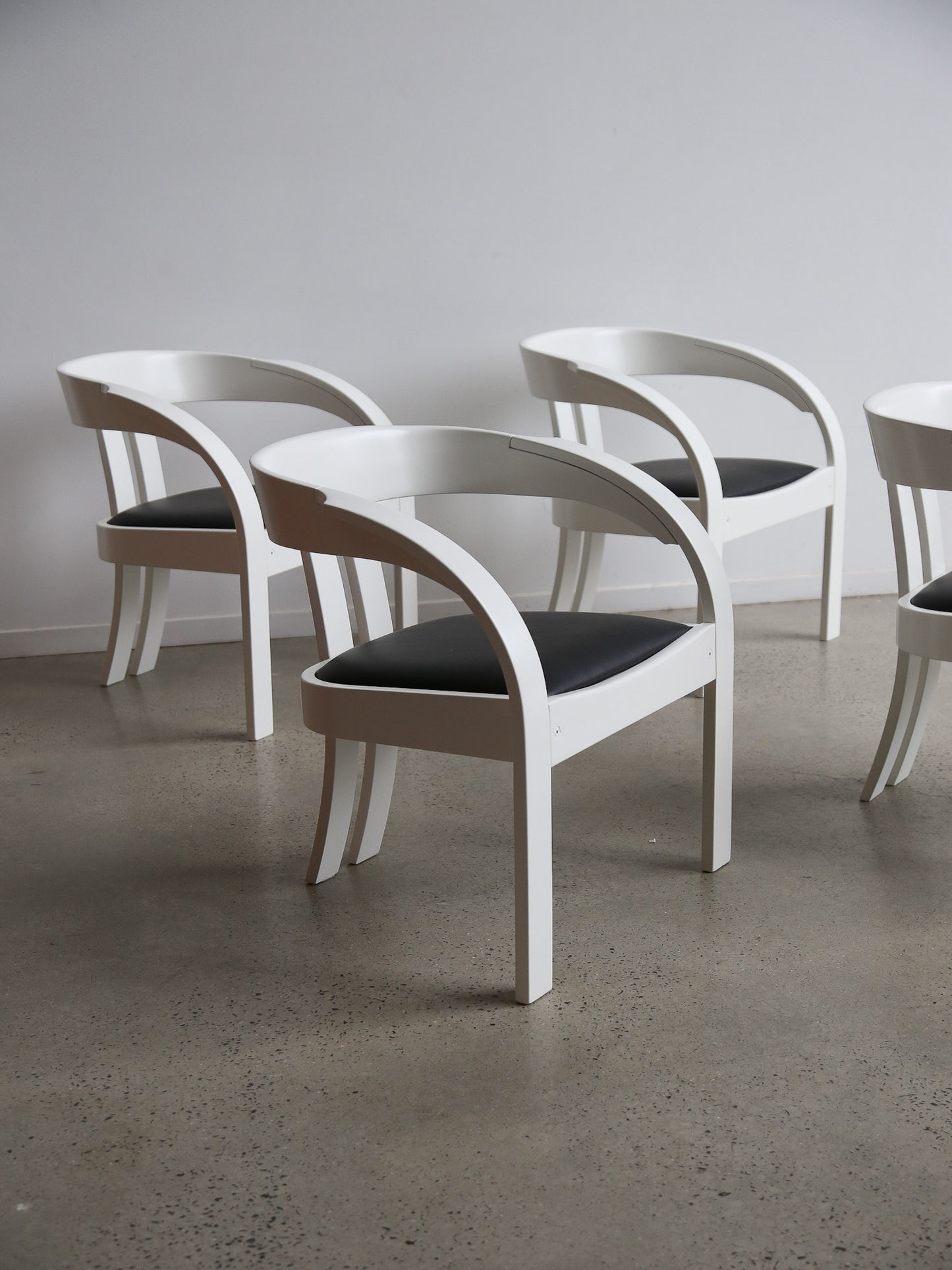 Elisa by Giovanni Battista Bassi for Poltronova Black and White Dining Chairs Set of Four