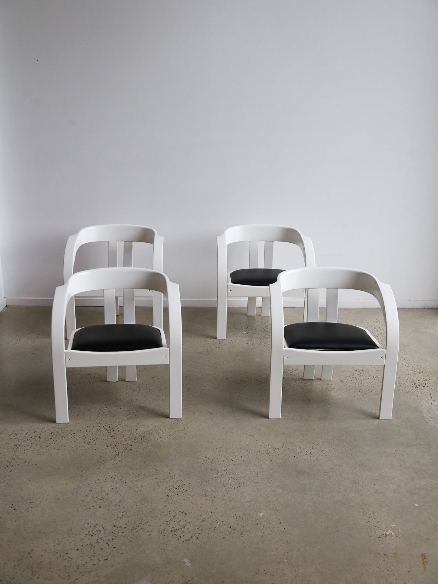 Elisa by Giovanni Battista Bassi for Poltronova Black and White Dining Chairs Set of Four