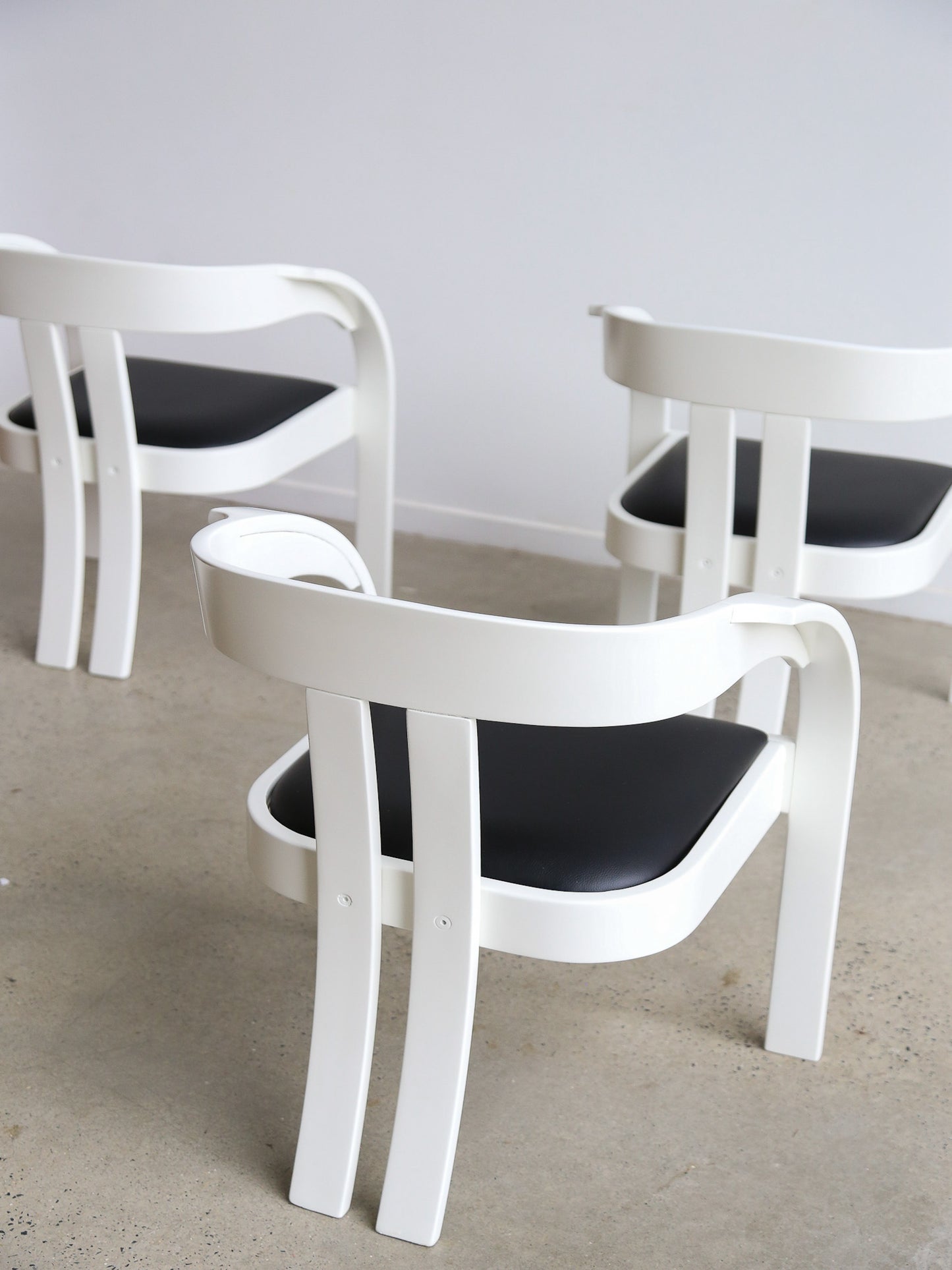Elisa by Giovanni Battista Bassi for Poltronova Black and White Dining Chairs Set of Four