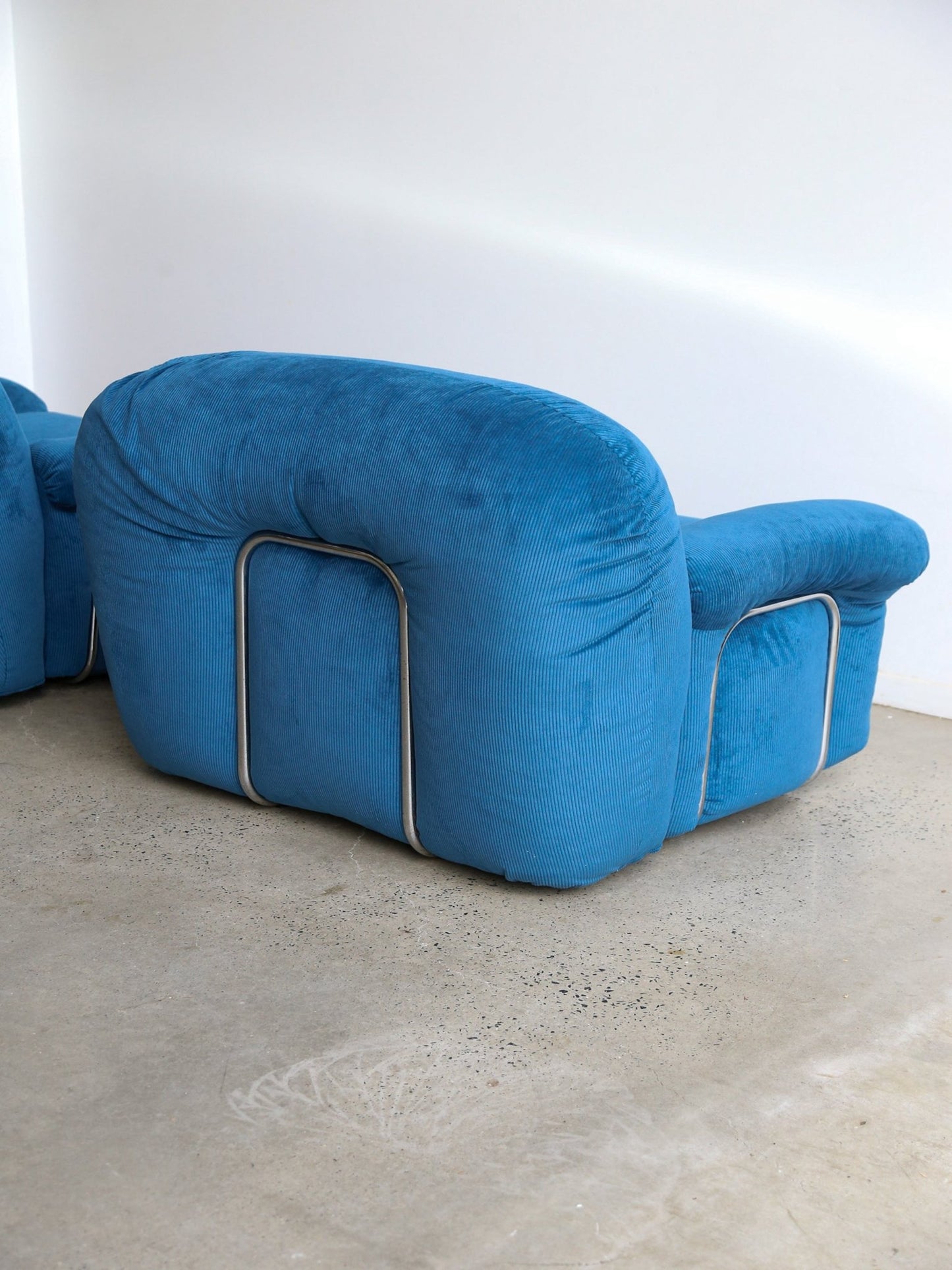 Adriano Piazzesi Modular Sofa Set in Blue Corduroy, Italy 1970s - Lumini Collections