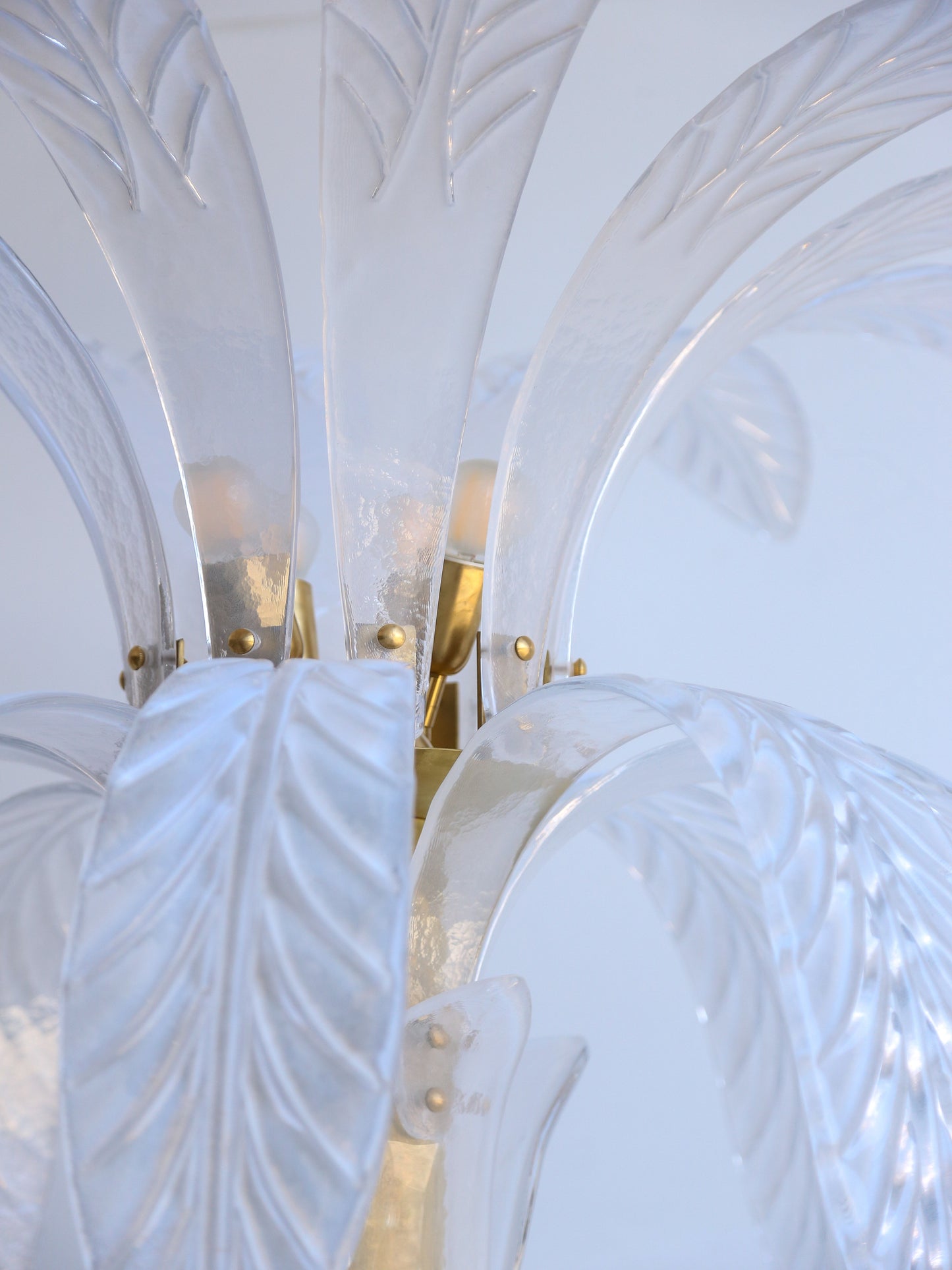 Murano Glass Palm Tree Floor Lamp with Brass Base, Contemporary
