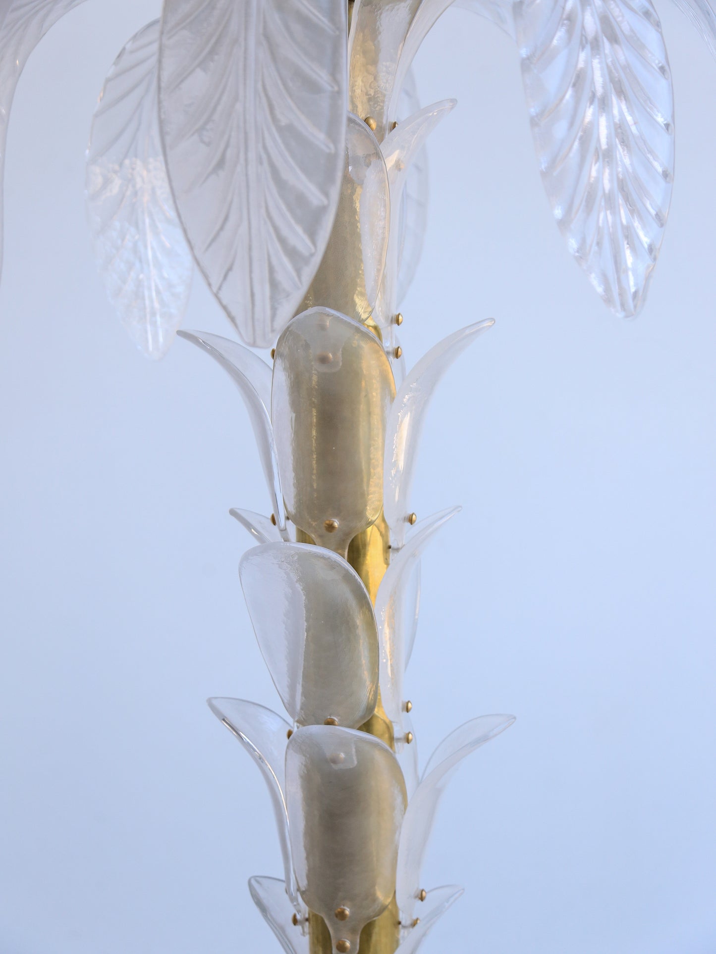 Murano Glass Palm Tree Floor Lamp with Brass Base, Contemporary