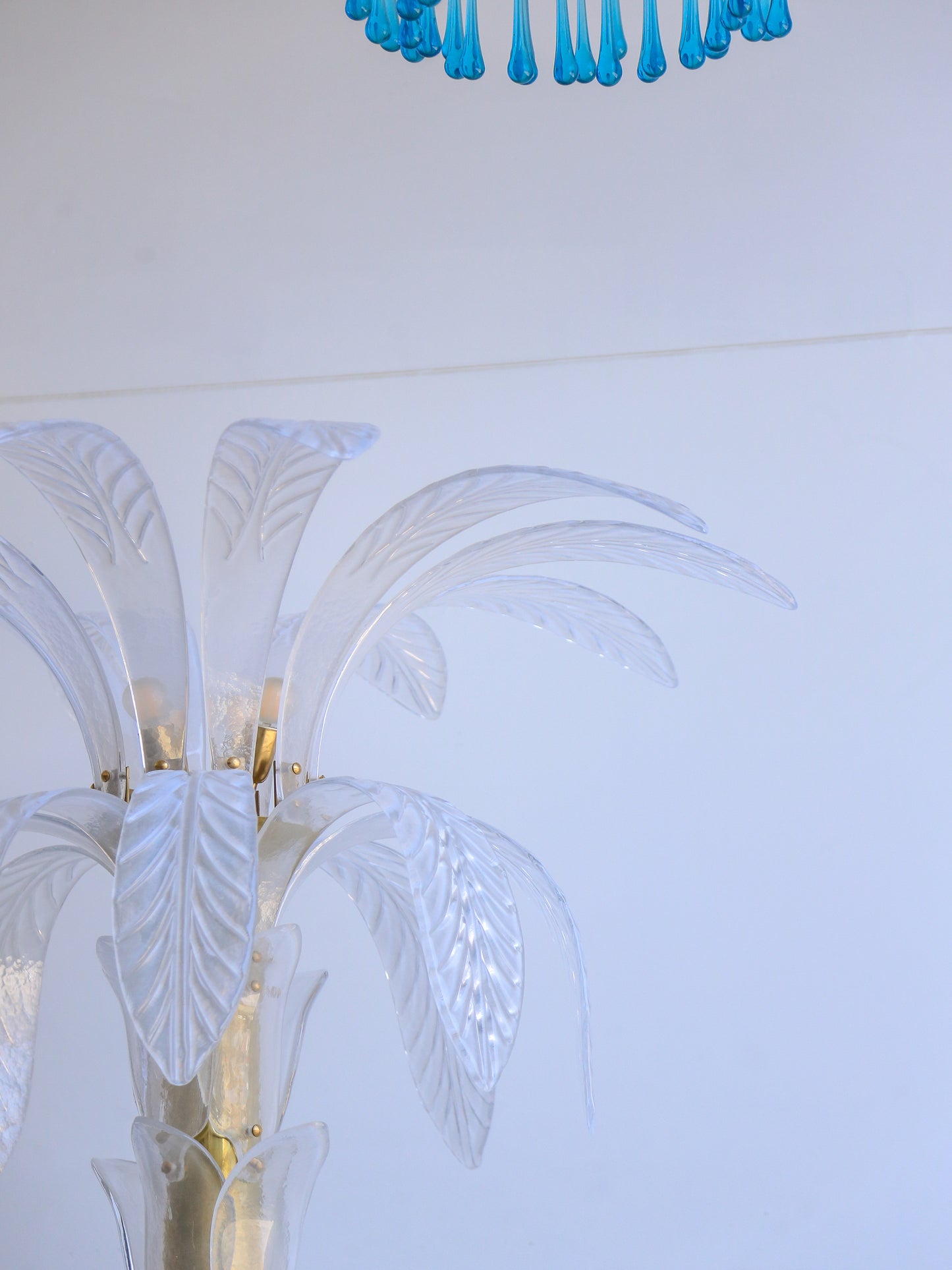 Murano Glass Palm Tree Floor Lamp with Brass Base, Contemporary