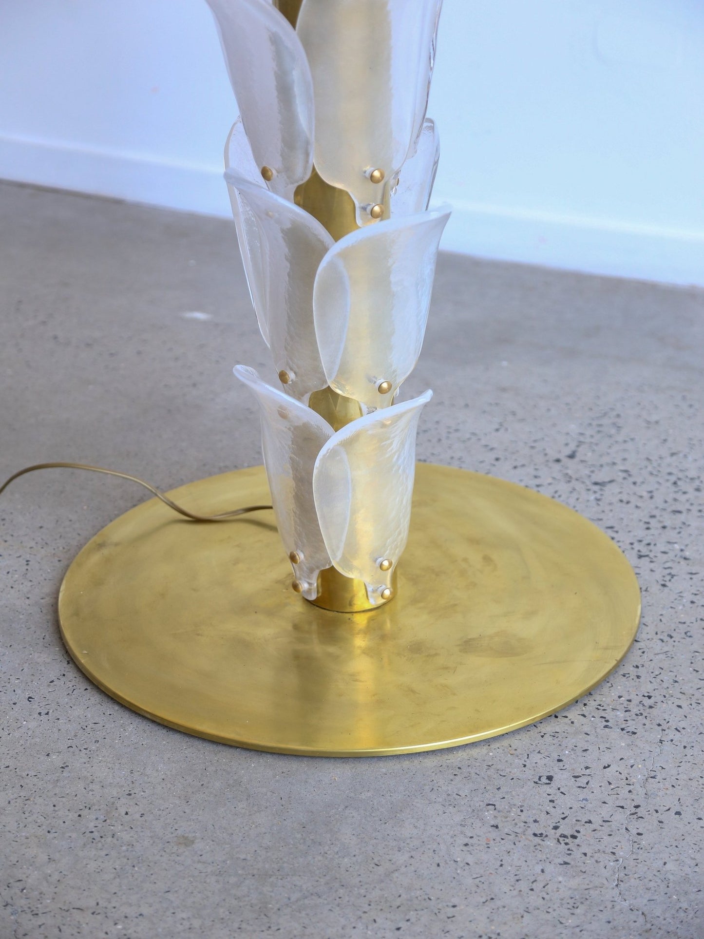 Murano Glass Palm Tree Floor Lamp with Brass Base, Contemporary - Lumini Collections