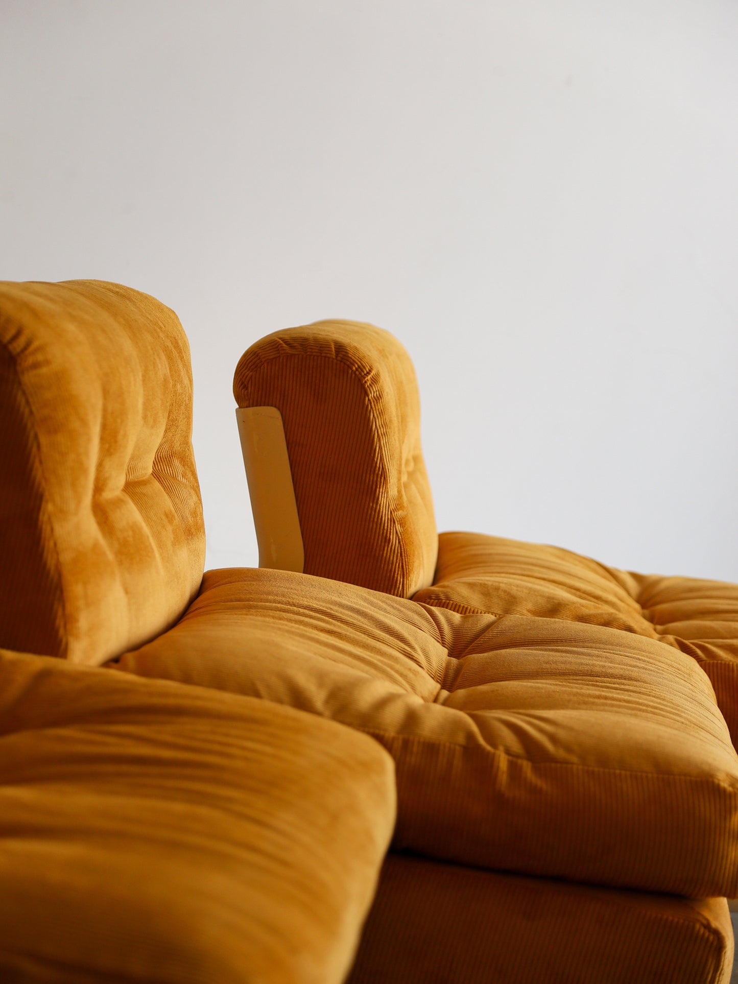 Amanta Modular Sofa in Yellow Velvet & White Frame By Mario Bellini for B&B Italia