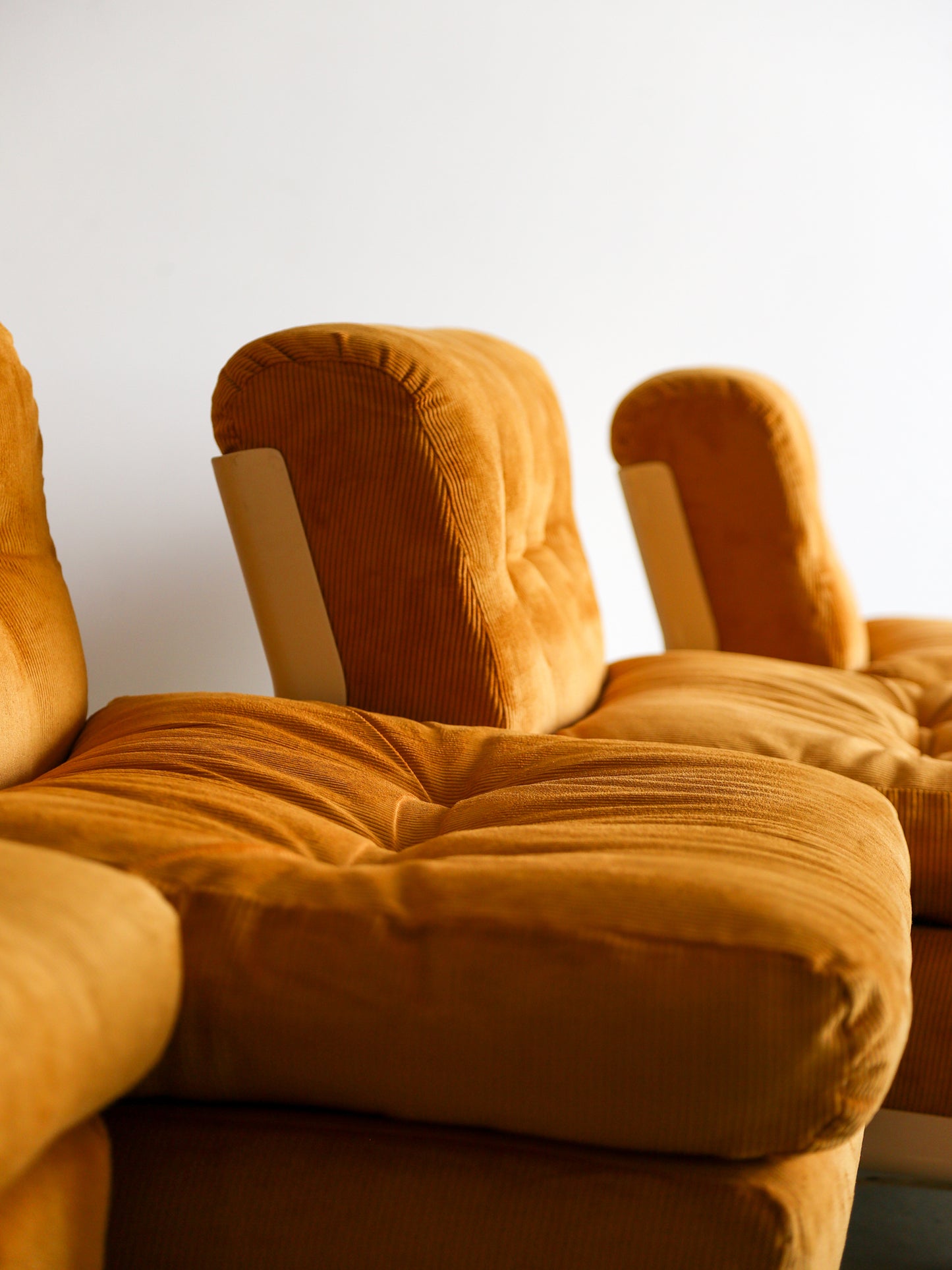 Amanta Modular Sofa in Yellow Velvet & White Frame By Mario Bellini for B&B Italia