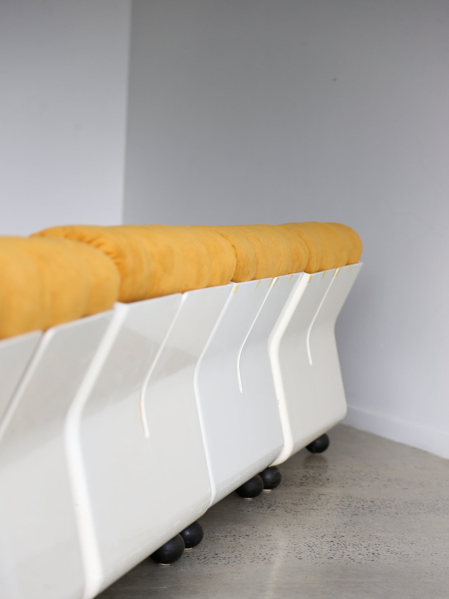 Amanta Modular Sofa in Yellow Velvet & White Frame By Mario Bellini for B&B Italia