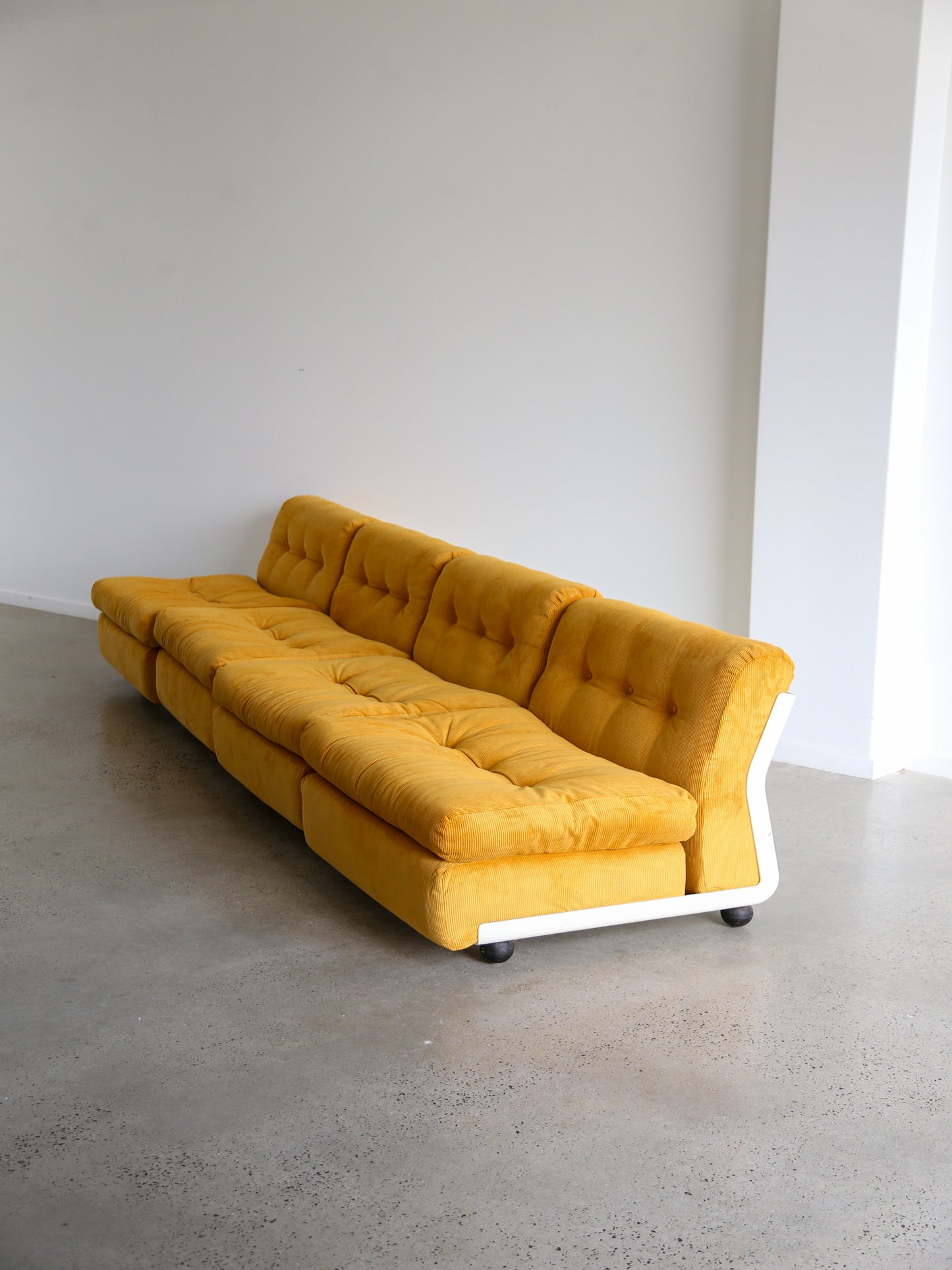 Amanta Modular Sofa in Yellow Velvet & White Frame By Mario Bellini for B&B Italia