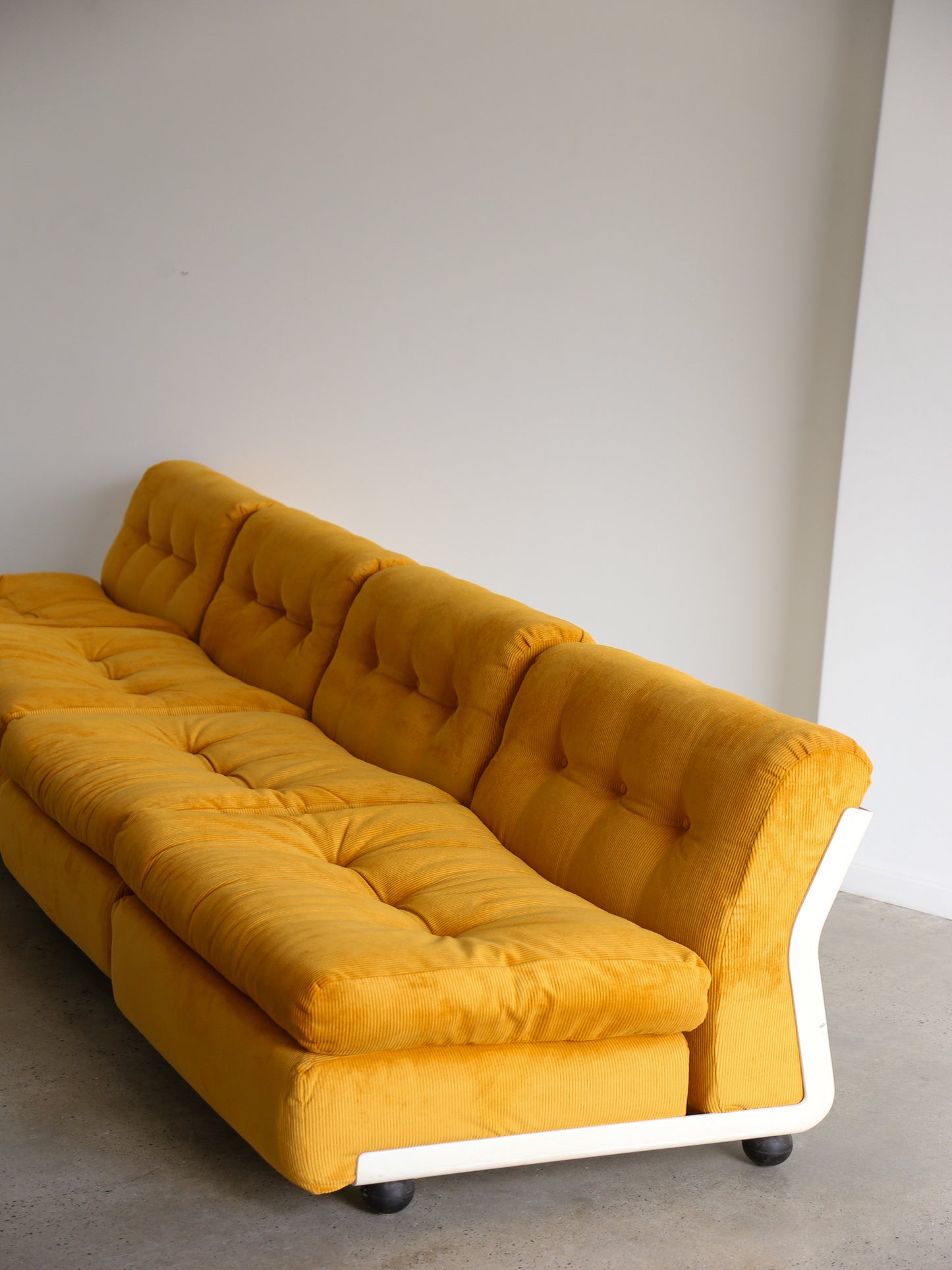 Amanta Modular Sofa in Yellow Velvet & White Frame By Mario Bellini for B&B Italia