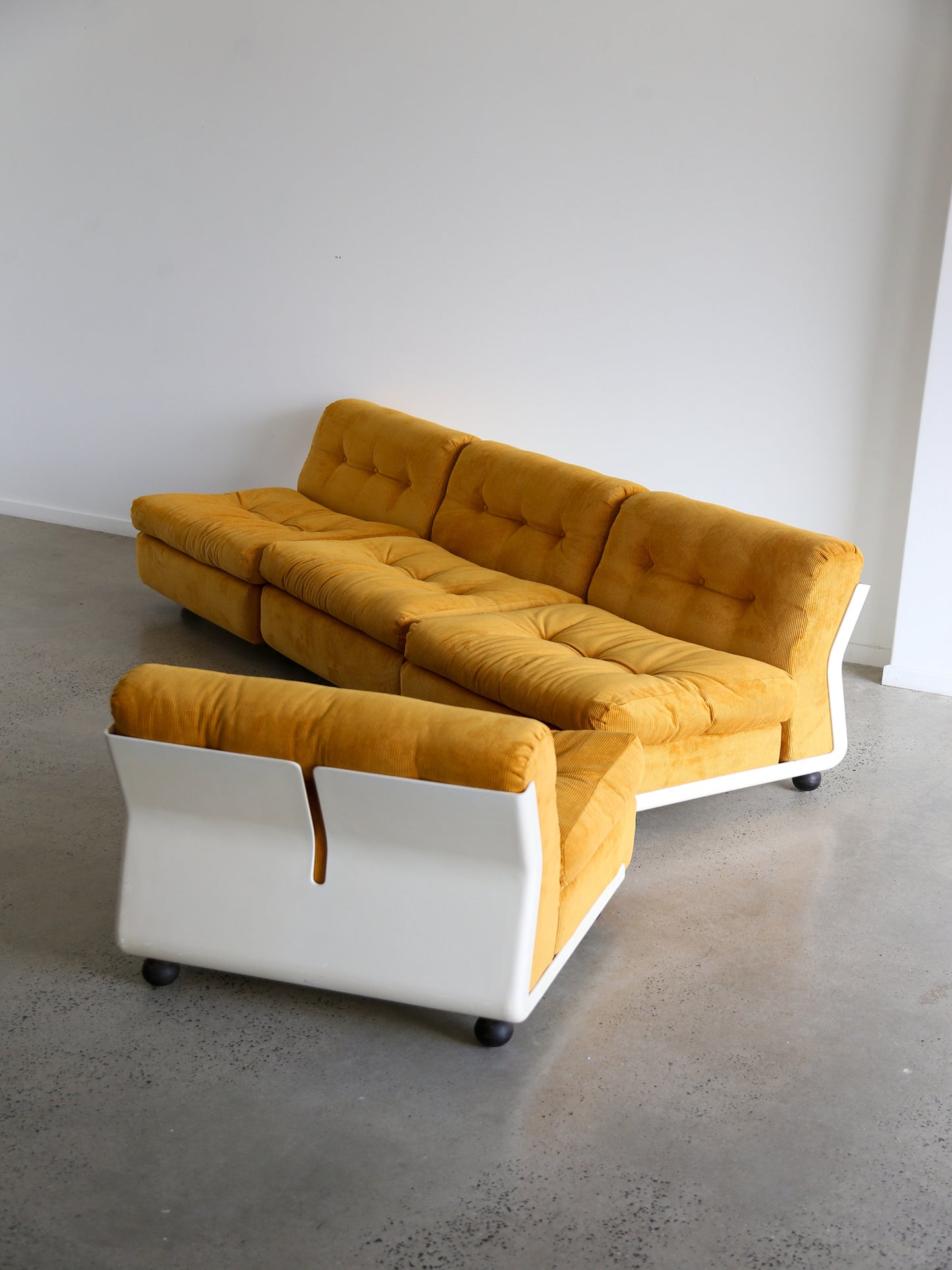 Amanta Modular Sofa in Yellow Velvet & White Frame By Mario Bellini for B&B Italia